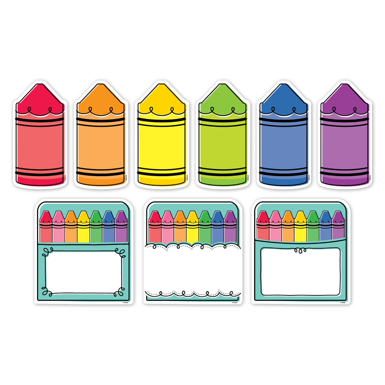 Core Decor Doodle Crayons 6" Designer Cut-Outs, 54 Per Pack, 3 Packs