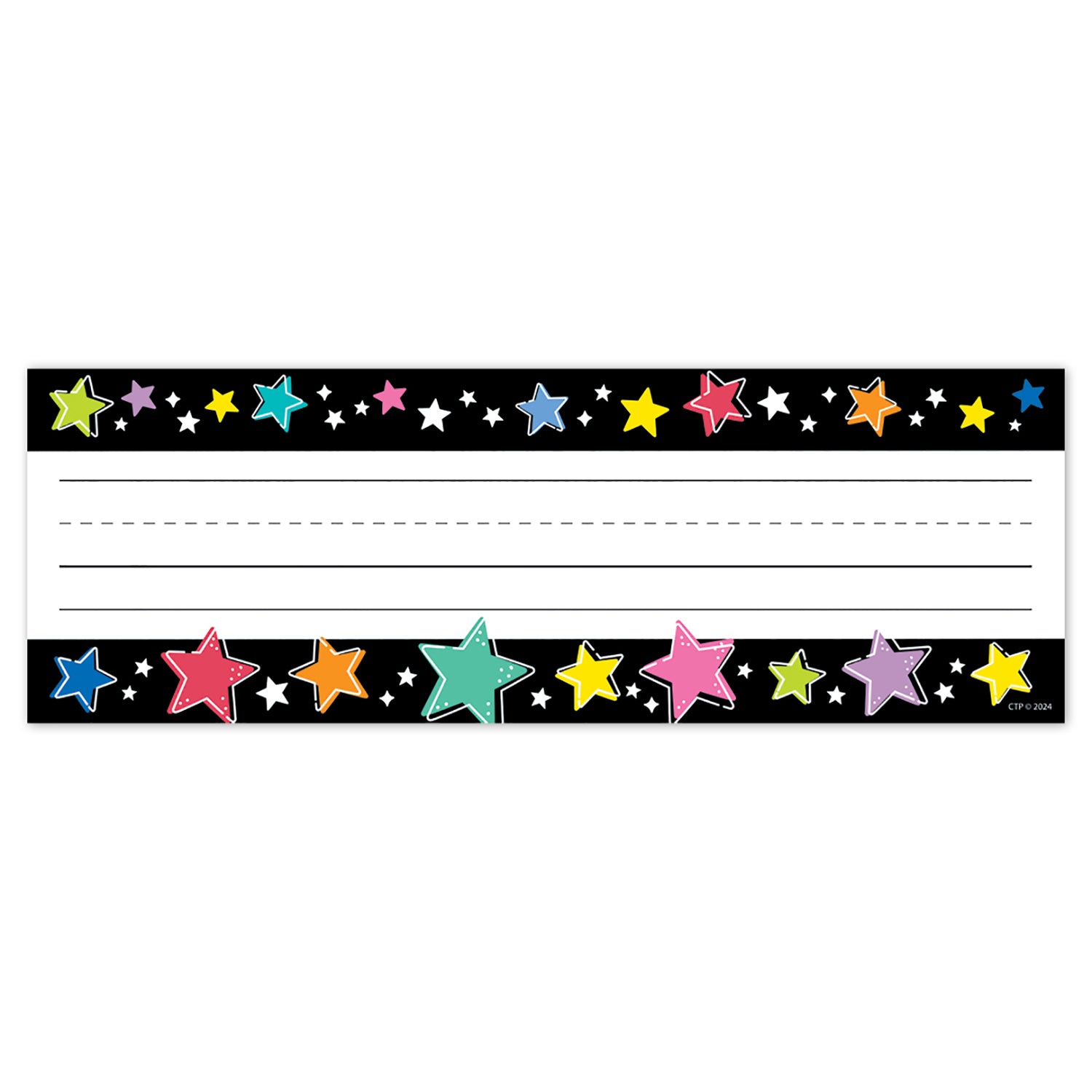 Star Bright Colorful Stars on Black Name Plates, 36 Per Pack, 6 Packs