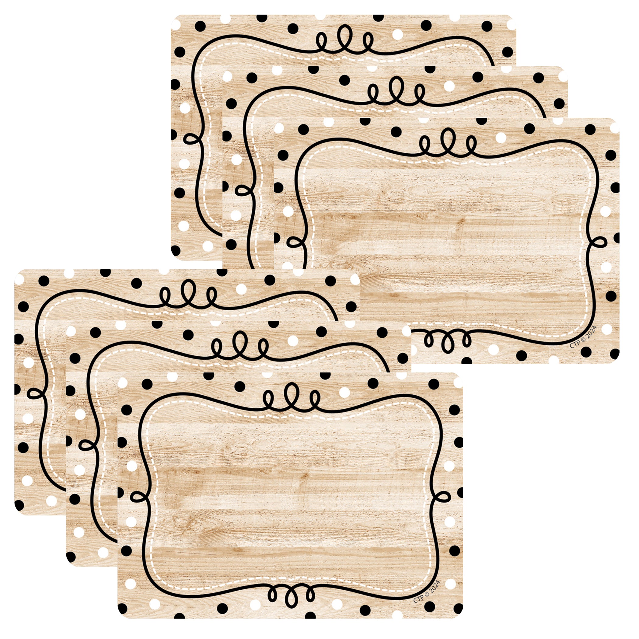 Core Decor Loop-de-Dots on Wood Labels, 36 Per Pack, 6 Packs