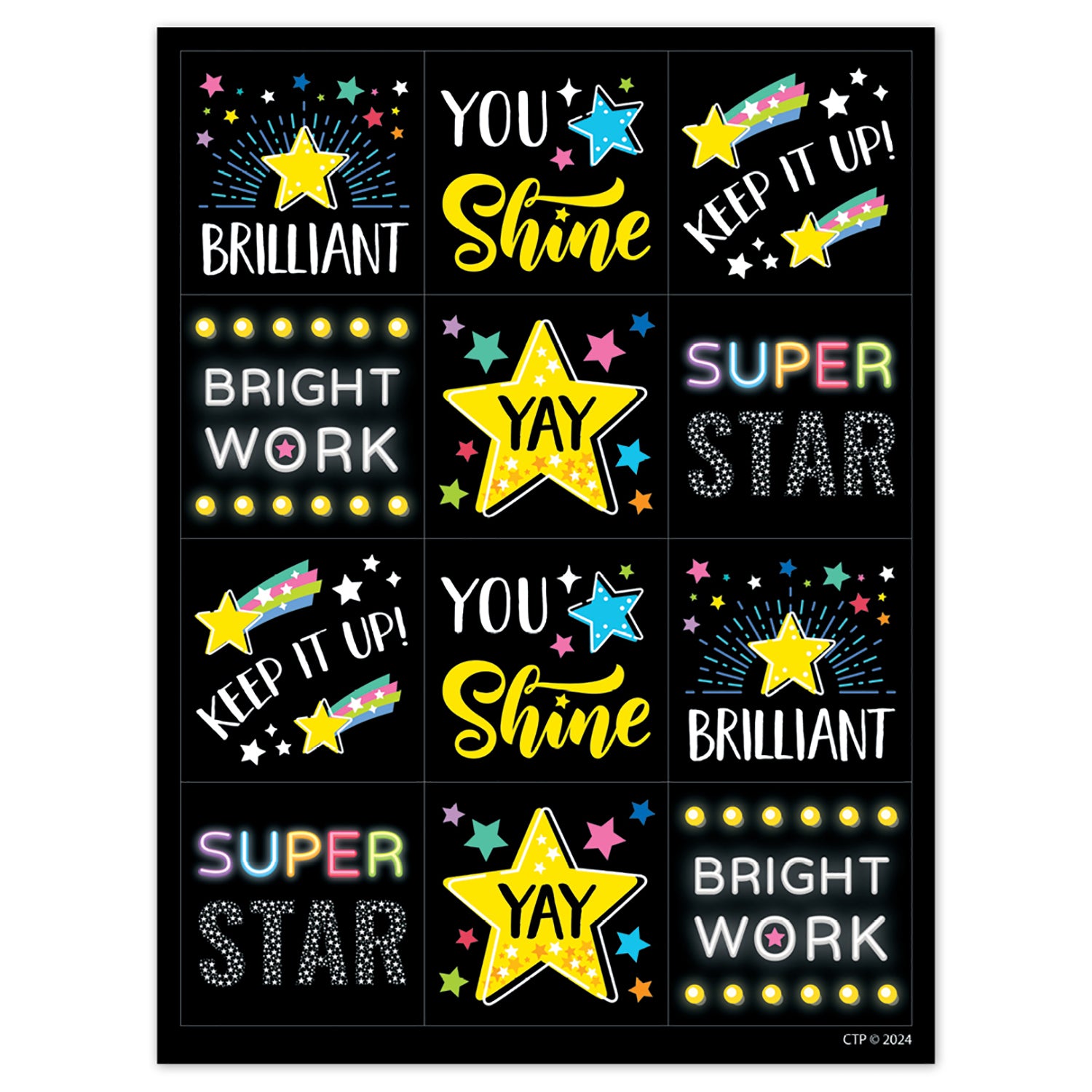 Star Bright Reward Stickers, 60 Per Pack, 6 Packs