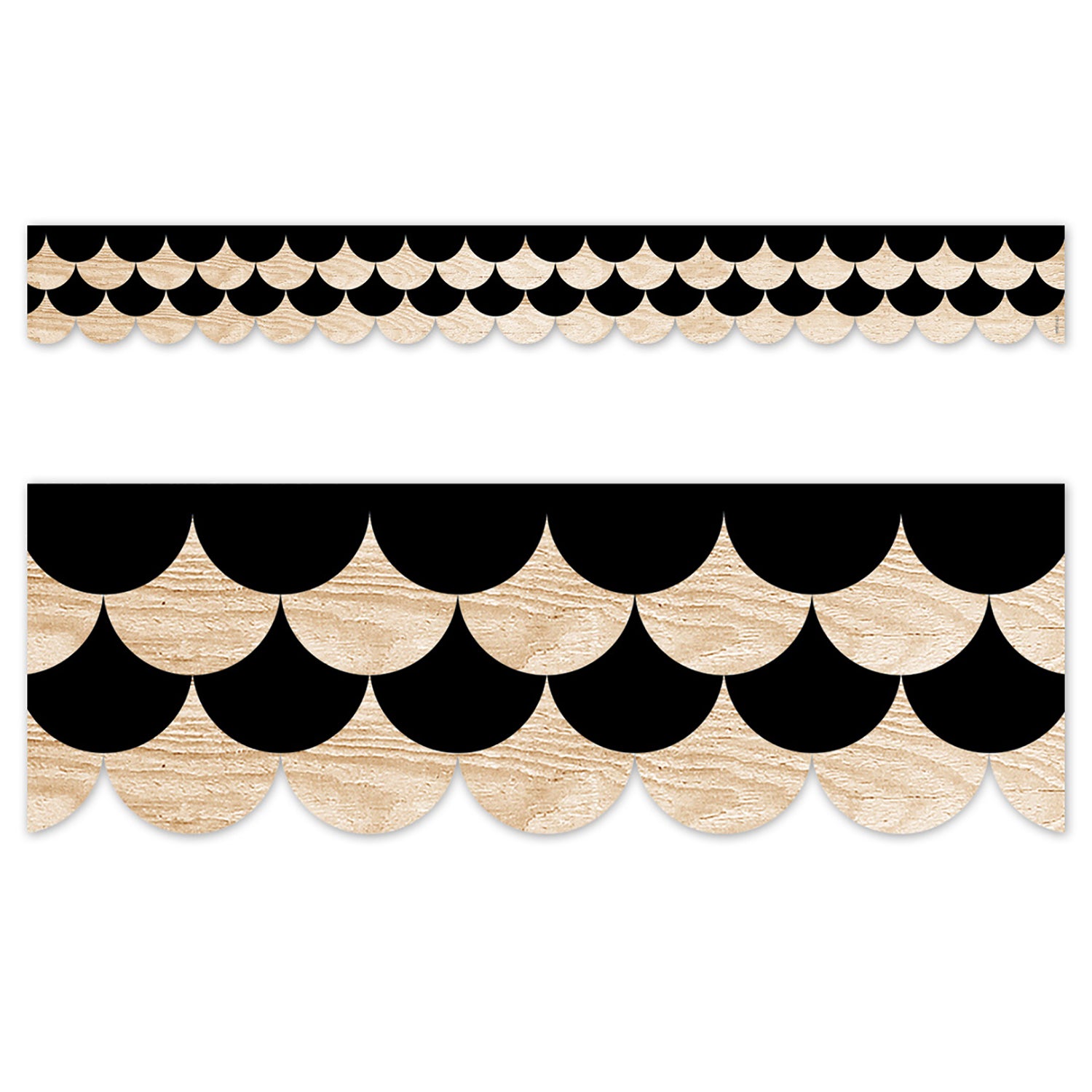 Core Decor Black and Wood Scallops EZ Border, 48 Feet Per Pack, 3 Packs