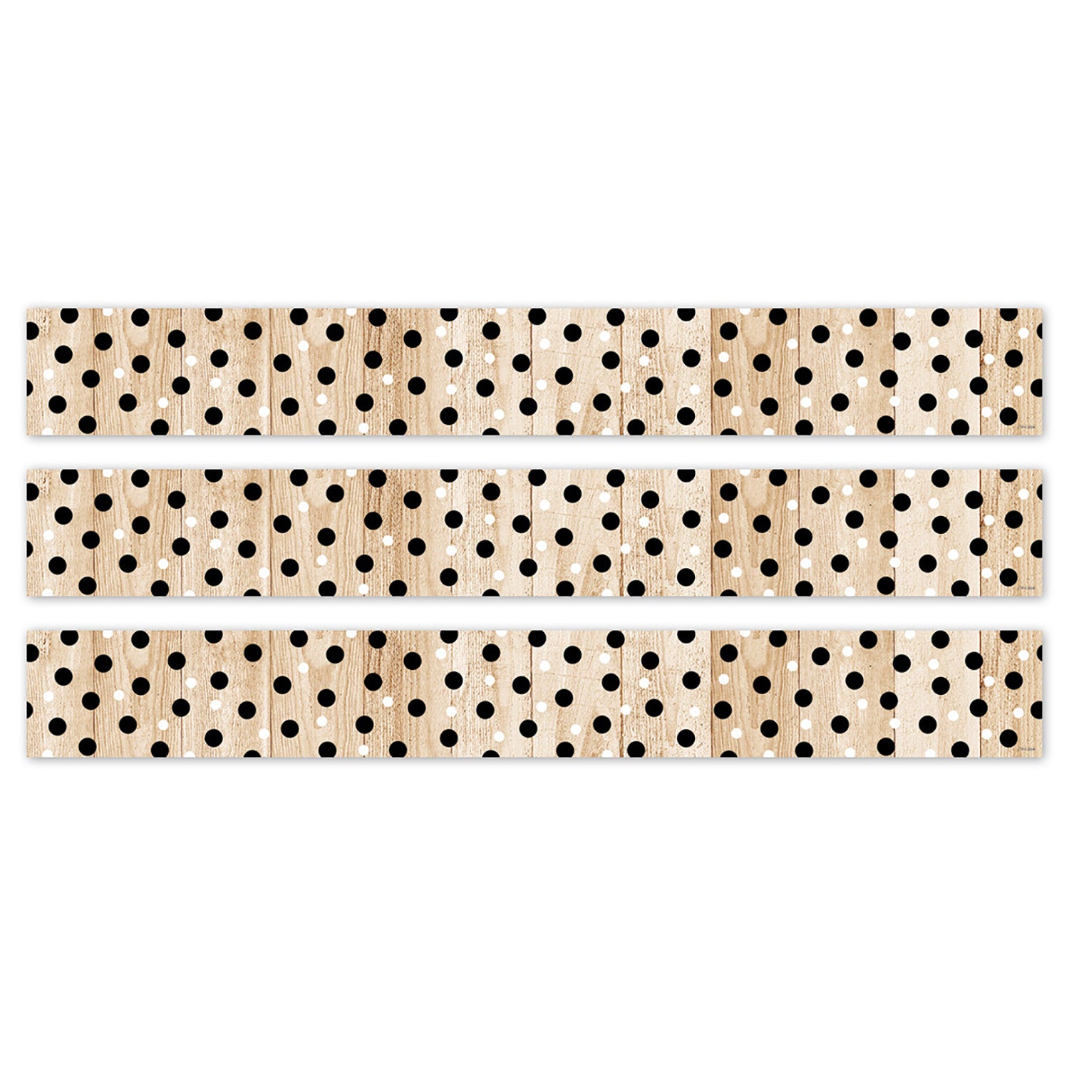 Core Decor Polka Dots on Wood EZ Border, 48 Feet Per Pack, 3 Packs