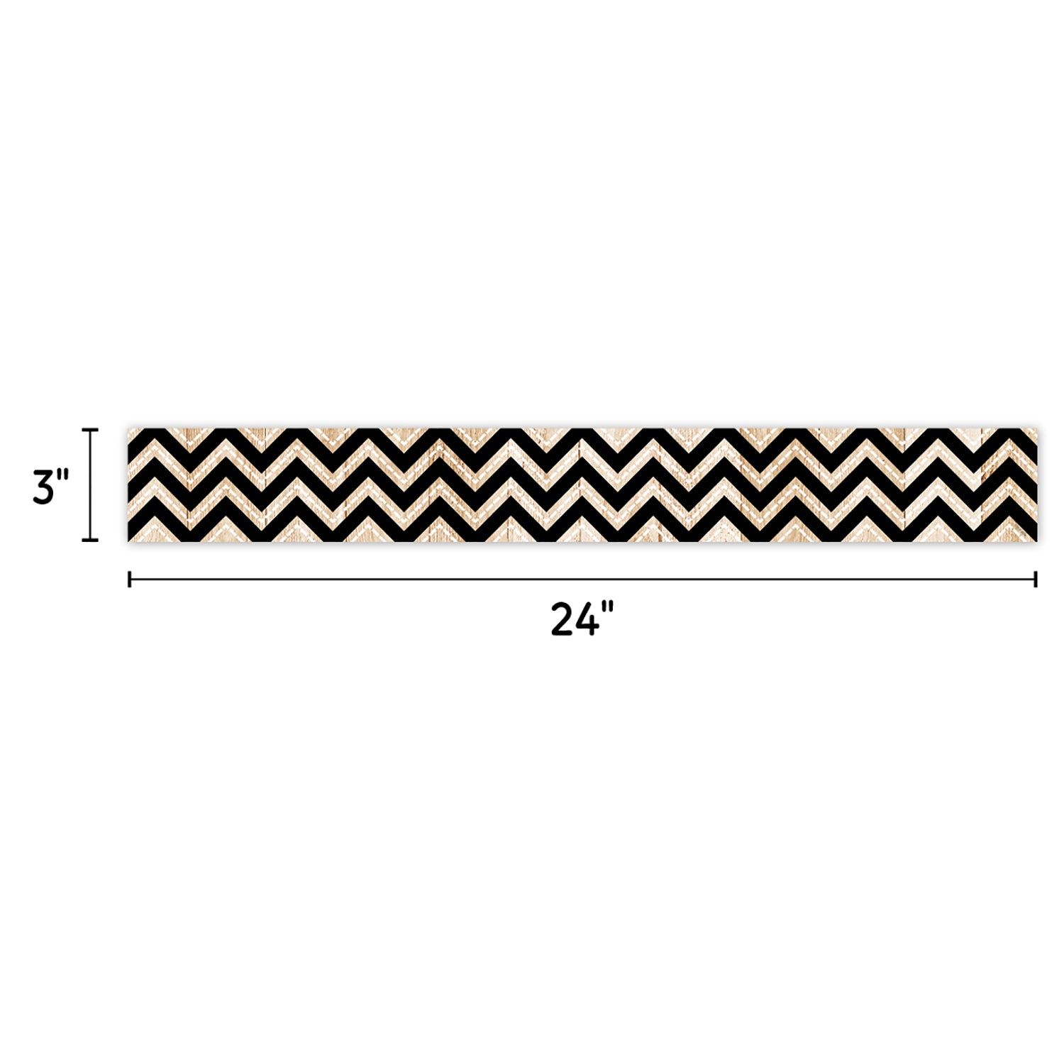 Core Decor Black and Wood Chevron EZ Border, 48 Feet Per Pack, 3 Packs