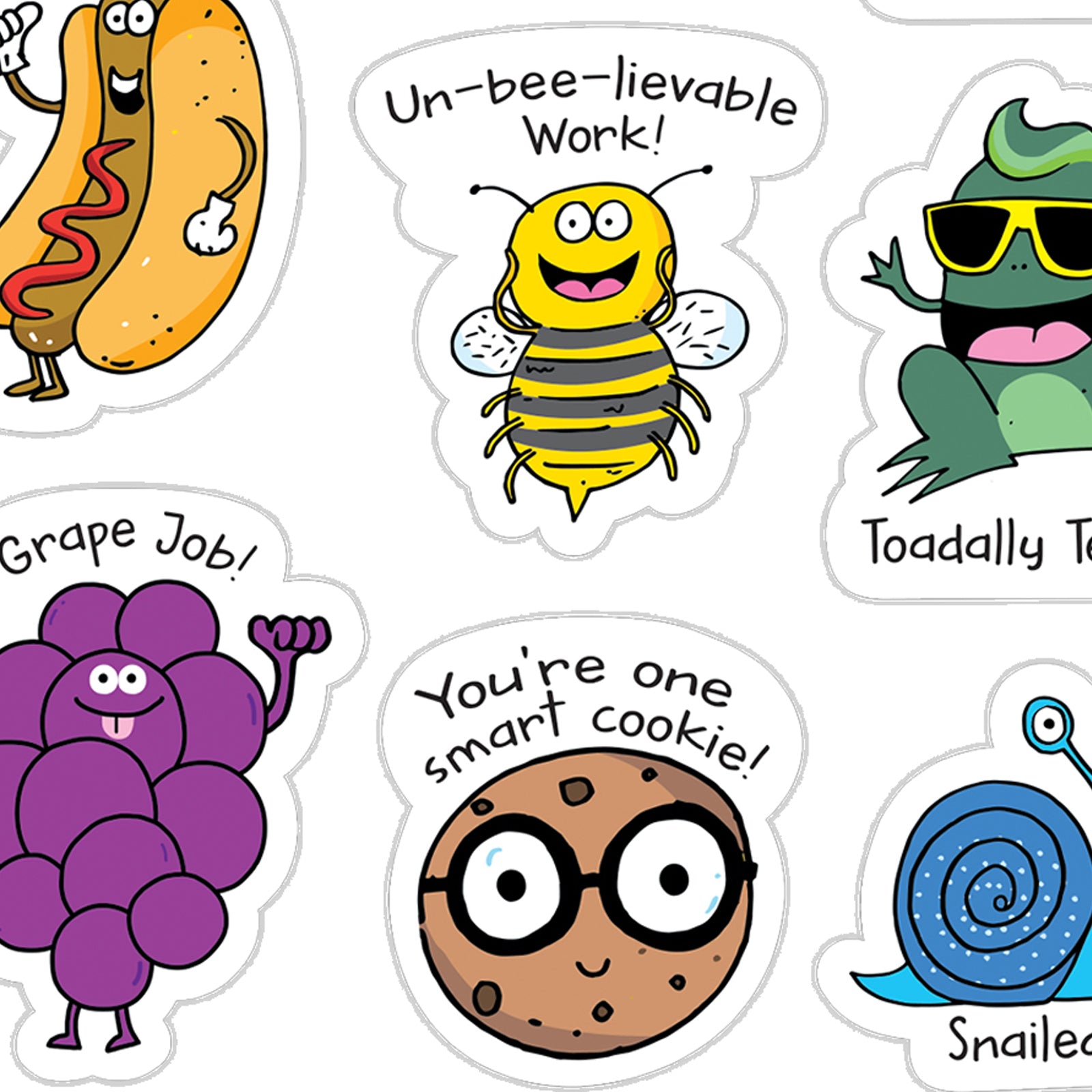 So Much Pun! Punny Reward Stickers, 55 Per Pack, 6 Packs