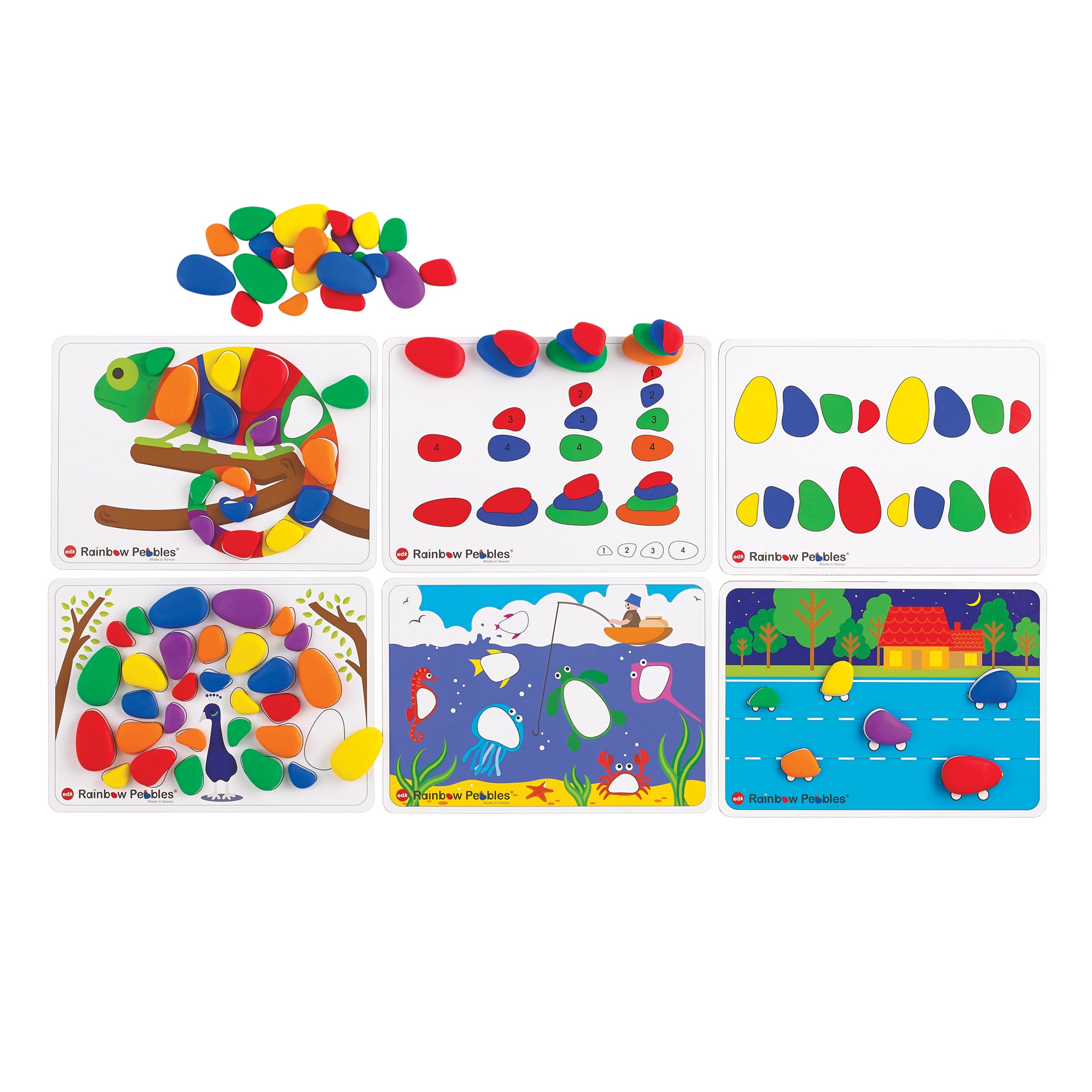 Rainbow Pebbles Activity Set - 48 Pebbles + 24 Activities