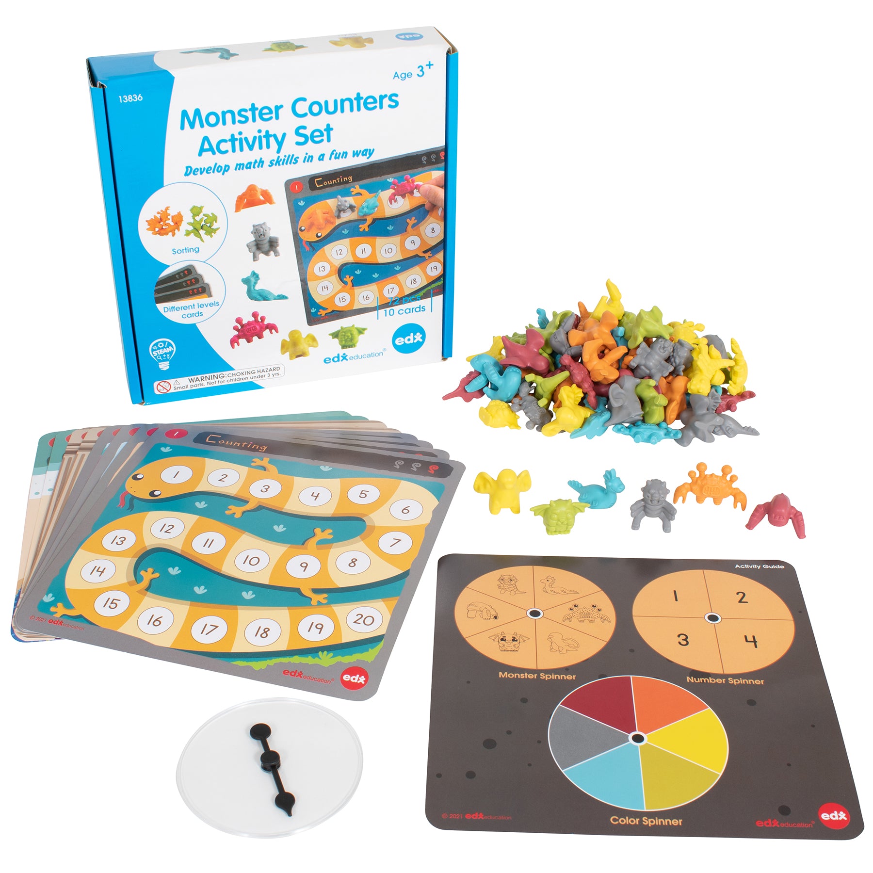 Monster Counters Activity Set - Set of 36 - 10 Double-Sided Activity Boards