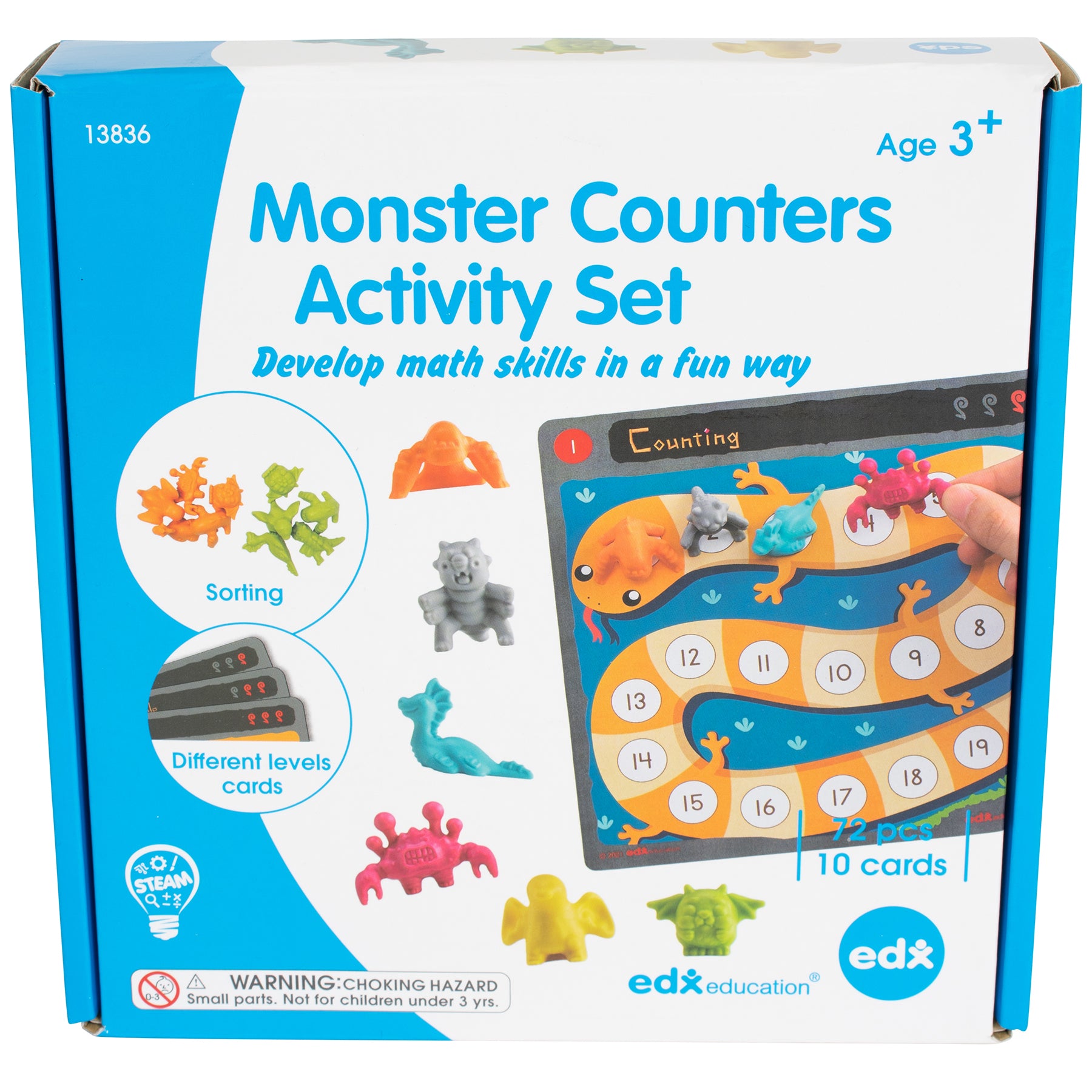 Monster Counters Activity Set - Set of 36 - 10 Double-Sided Activity Boards - A1 School Supplies