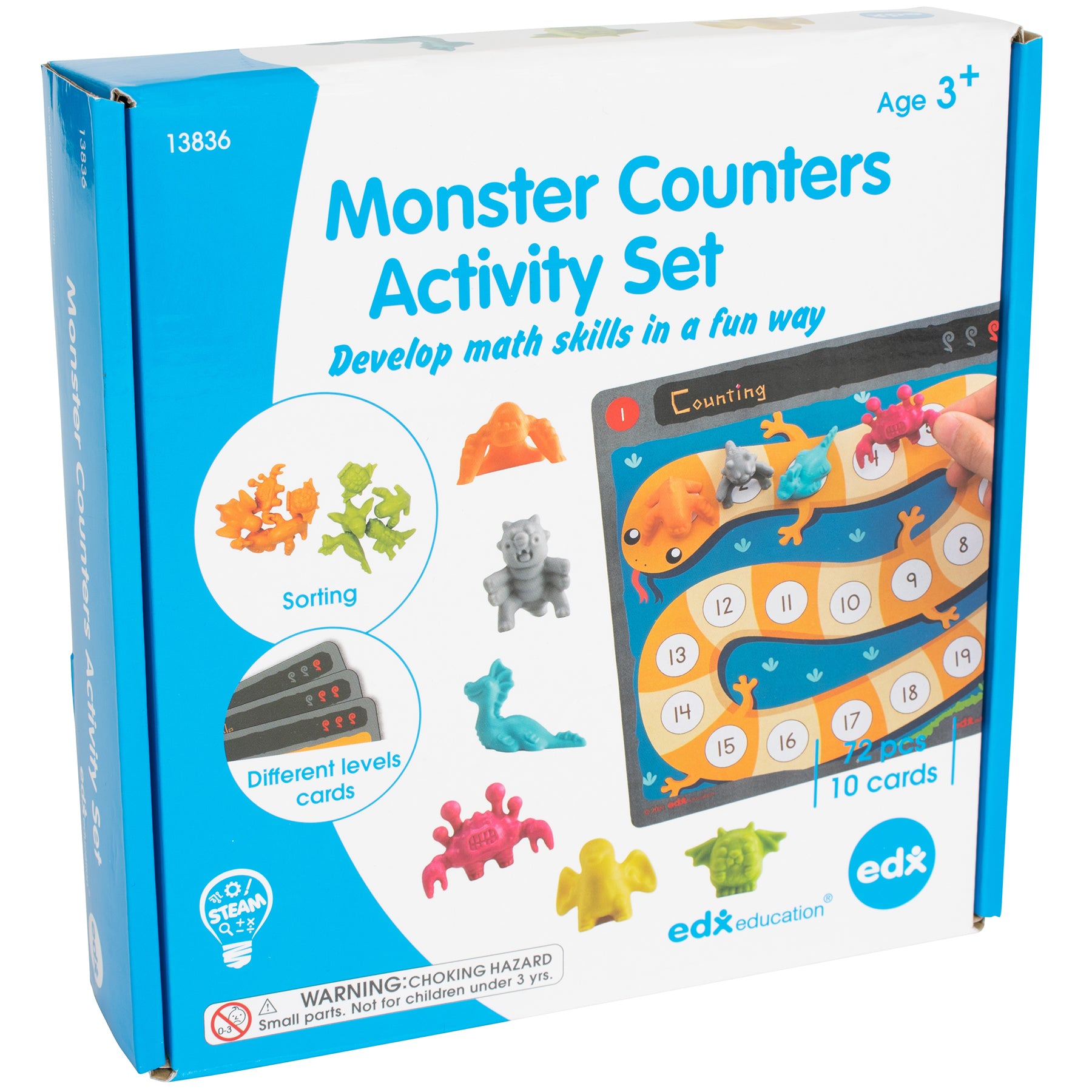 Monster Counters Activity Set - Set of 36 - 10 Double-Sided Activity Boards - A1 School Supplies