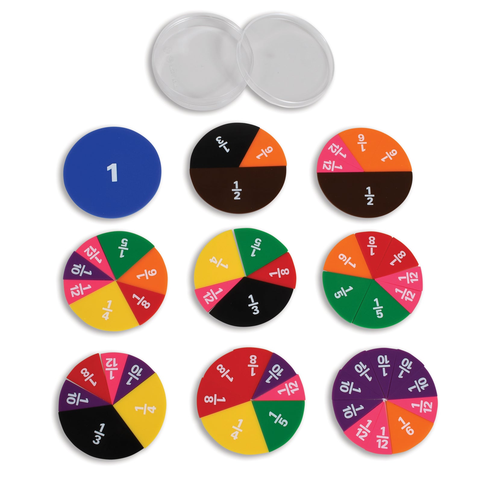 Fraction Circles - 9 Values & Colors - 51 Per Set - 3 Sets