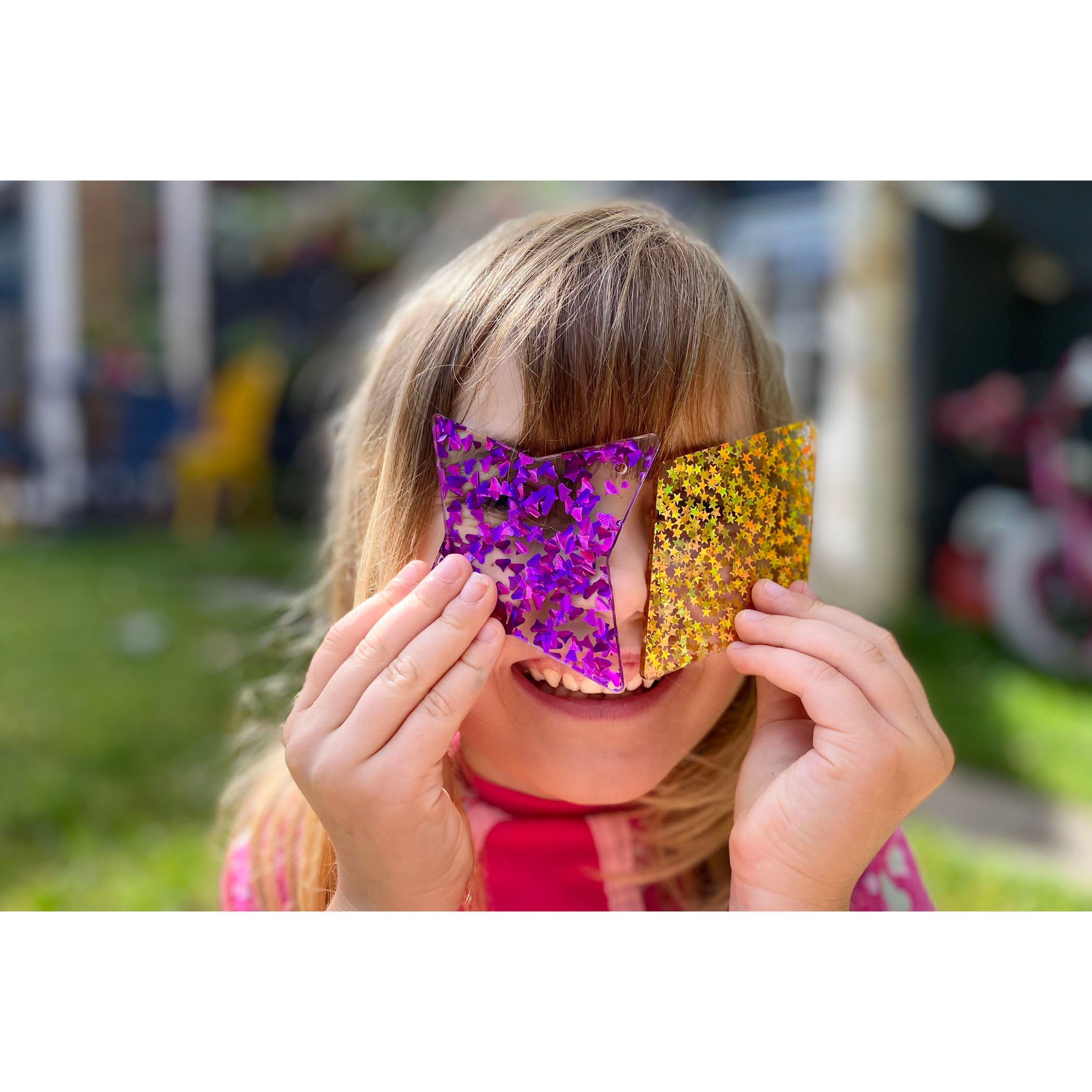 Rainbow Glitter Shapes - Set of 21 - 7 Colors - Explore Colors and Early Geometry - A1 School Supplies