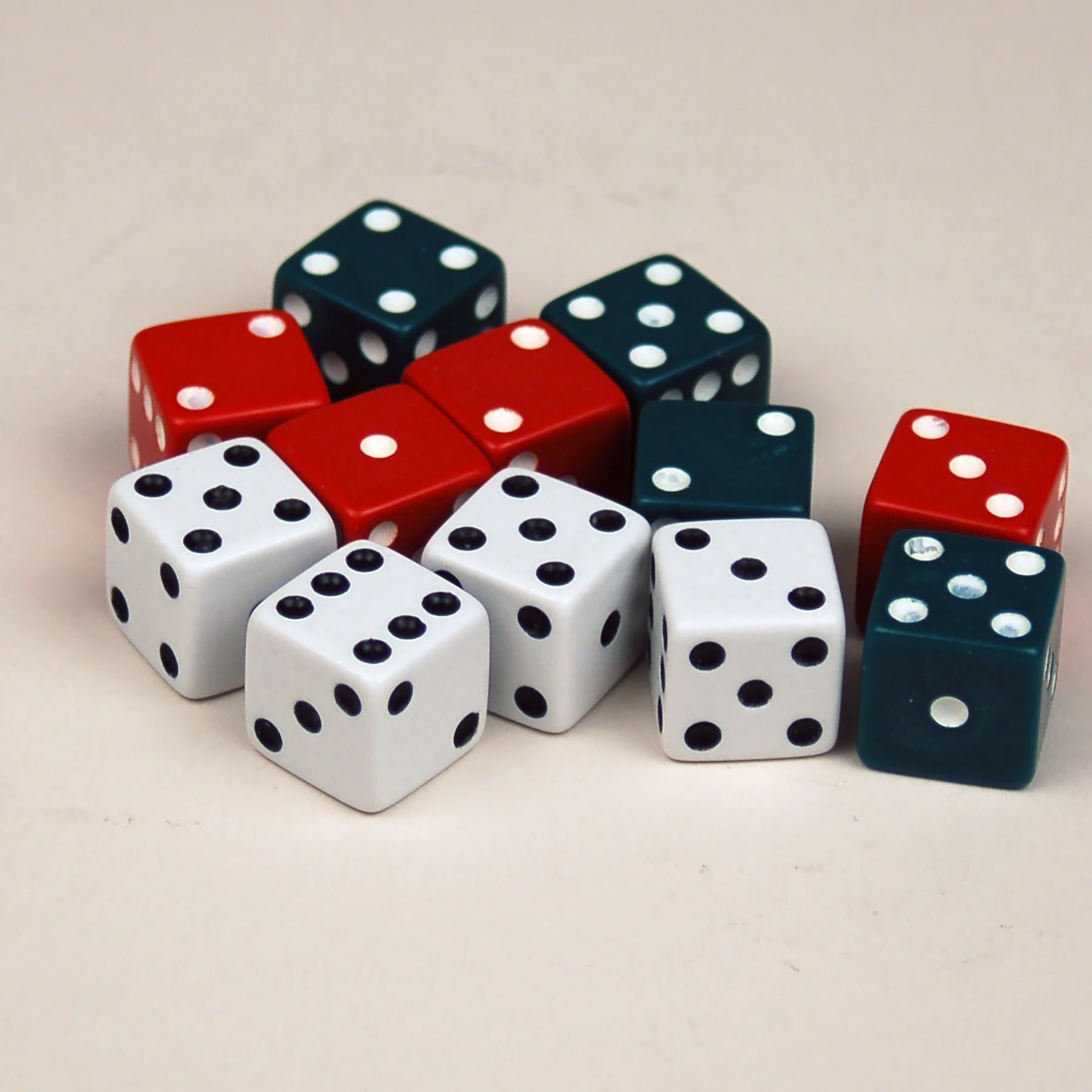 Dot Dice - Red/Green/White - 12 Per Pack - 6 Packs