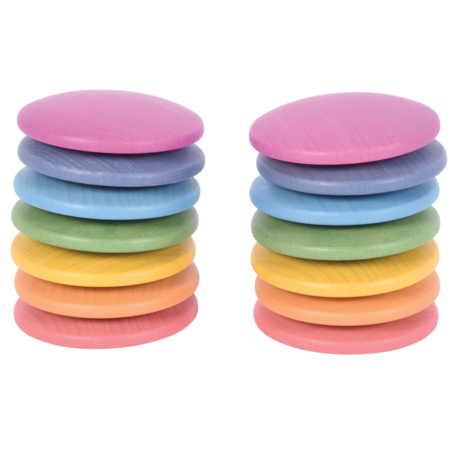 Rainbow Wooden Discs - Set of 14 - A1 School Supplies