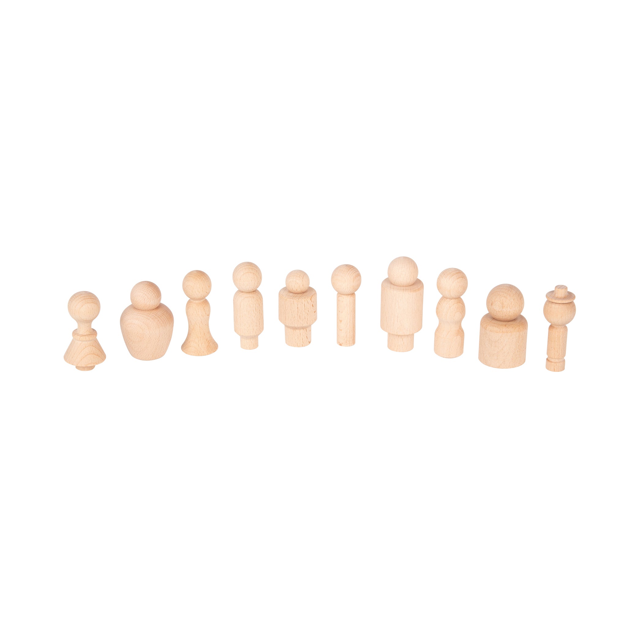 Wooden Community Figures - Set of 10 - For Ages 18m+ - Wooden Peg Dolls for Kids - 10 Different Shapes - Loose Parts Wooden Toys for Toddlers