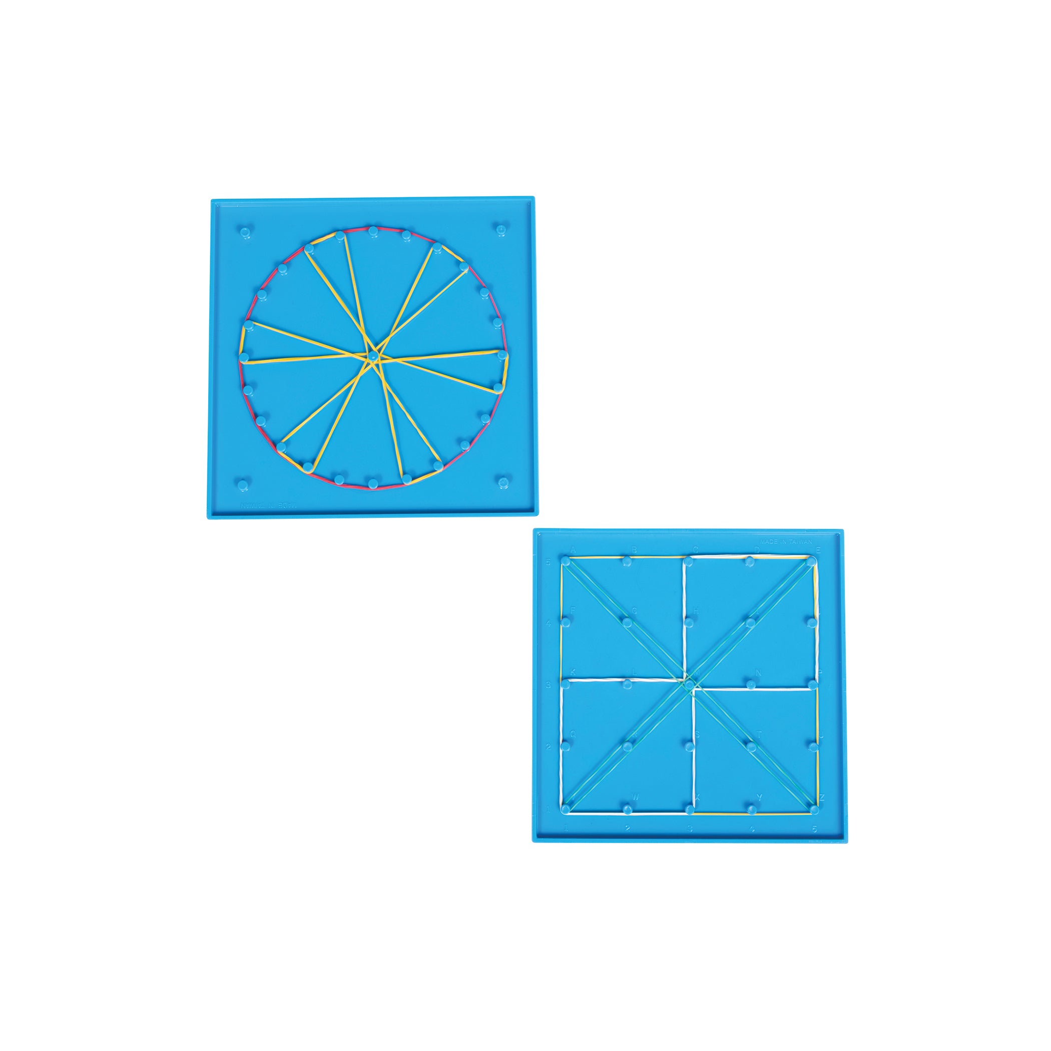 Double-Sided Geoboard Set - 5 x 5 Grid / 24 Pin Circular Array - Set of 6