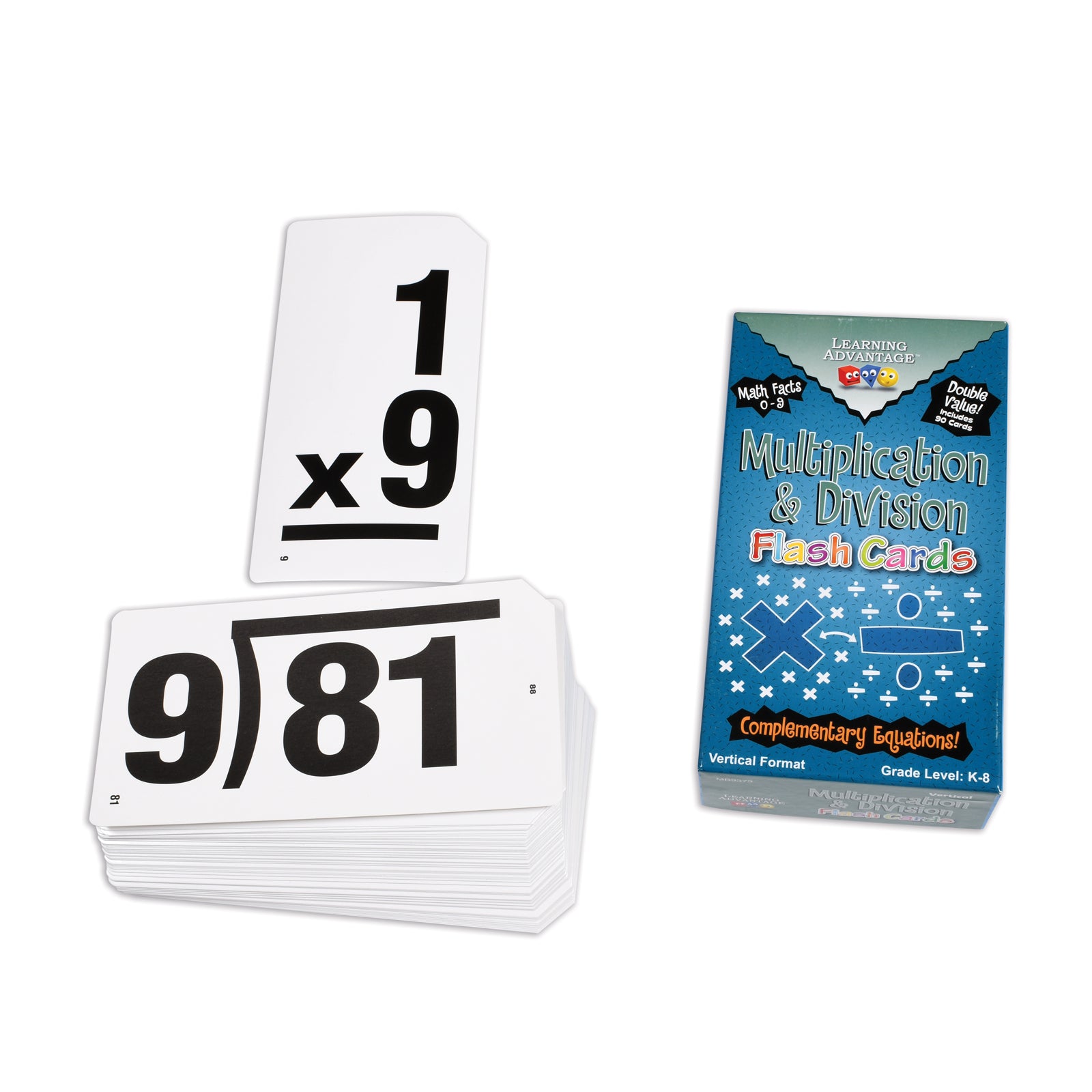 Double-Value Vertical Flash Cards - Multiplication & Division Set - 90 Per Pack, 2 Packs