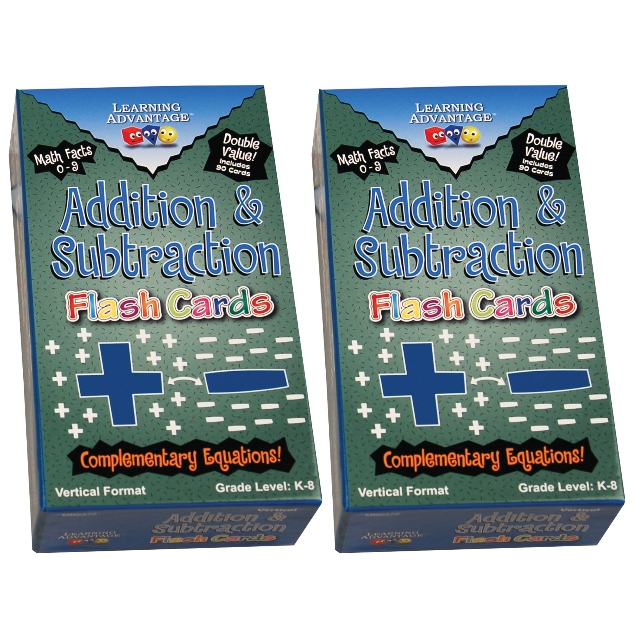 Double-Value Vertical Flash Cards - Addition & Subtraction Set - 90 Per Pack, 2 Packs