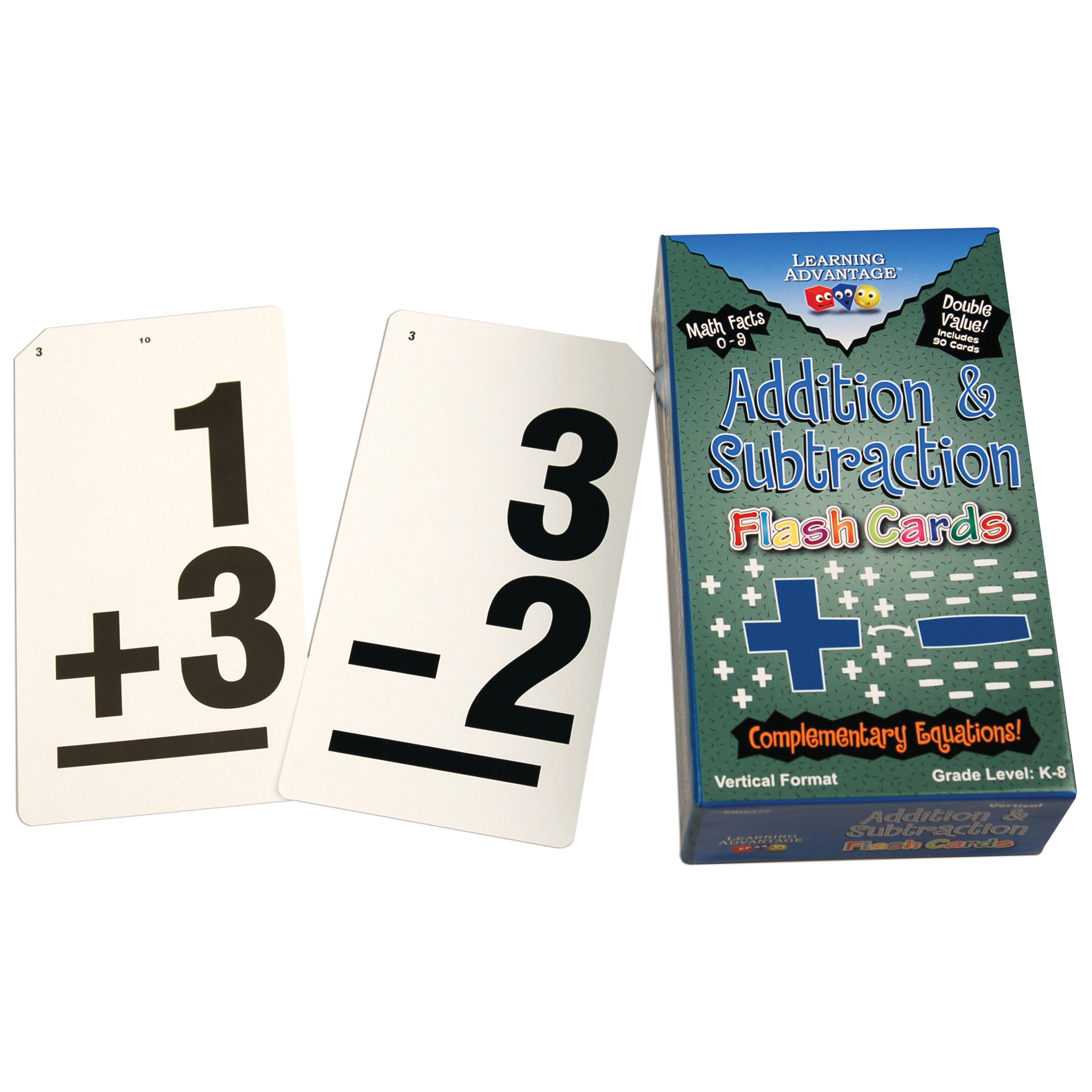 Double-Value Vertical Flash Cards - Addition & Subtraction Set - 90 Per Pack, 2 Packs