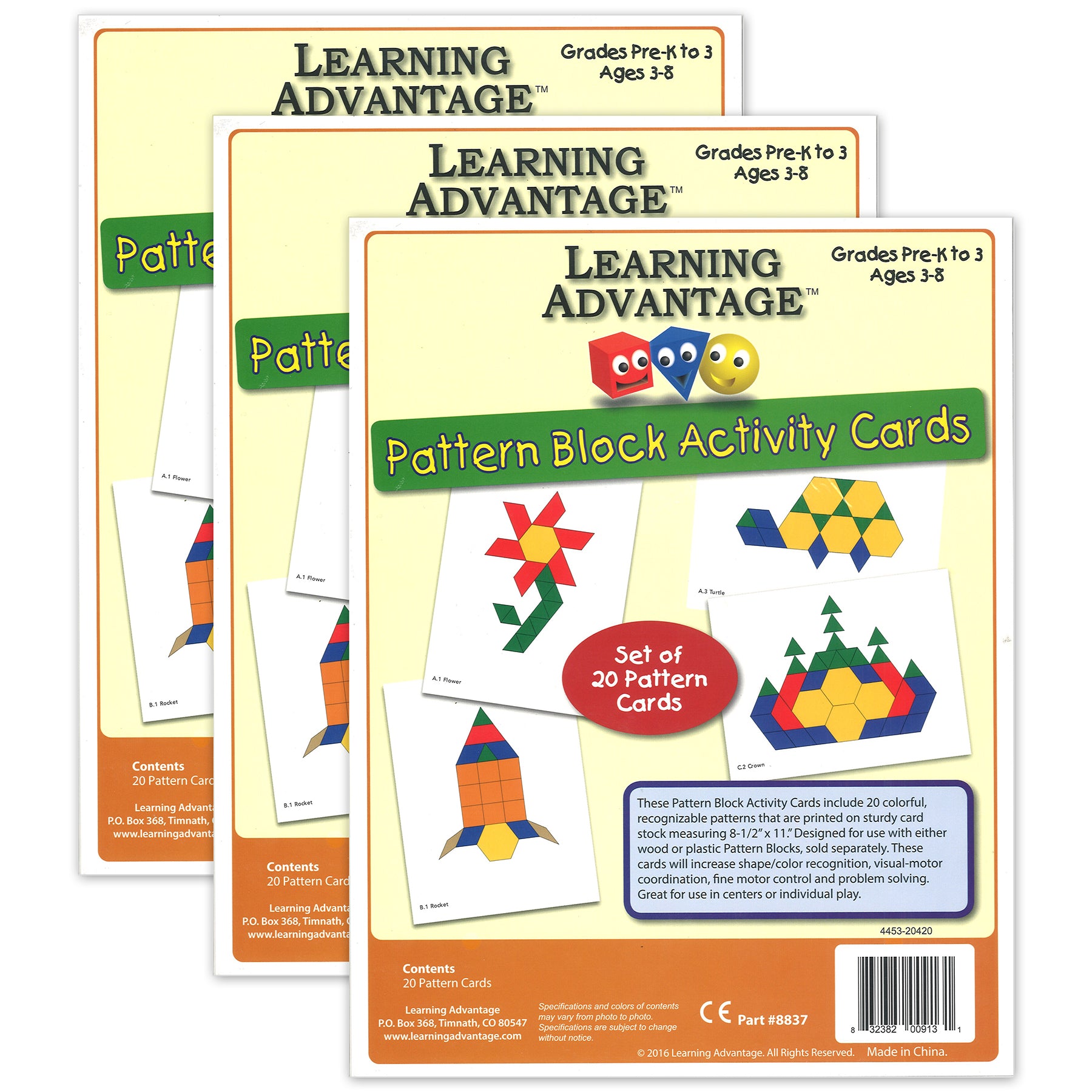 Pattern Block Activity Cards - 20 Per Set - 3 Sets