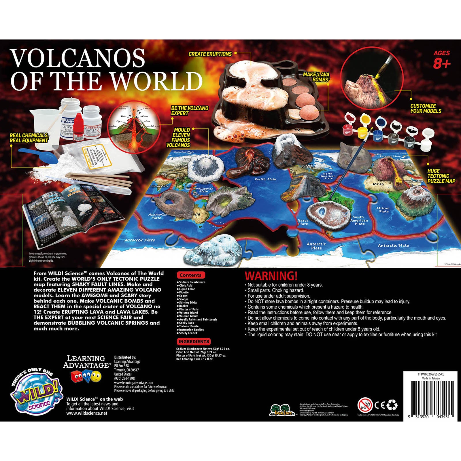 Volcanos of the World - Science Kit for Ages 8+ - Create 11 Volcanos, Mineral Pools, Lava Bombs, Tectonic Map and More