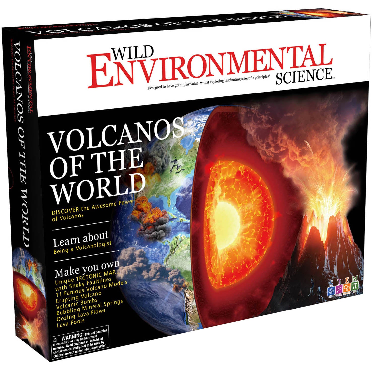 Volcanos of the World - Science Kit for Ages 8+ - Create 11 Volcanos, Mineral Pools, Lava Bombs, Tectonic Map and More