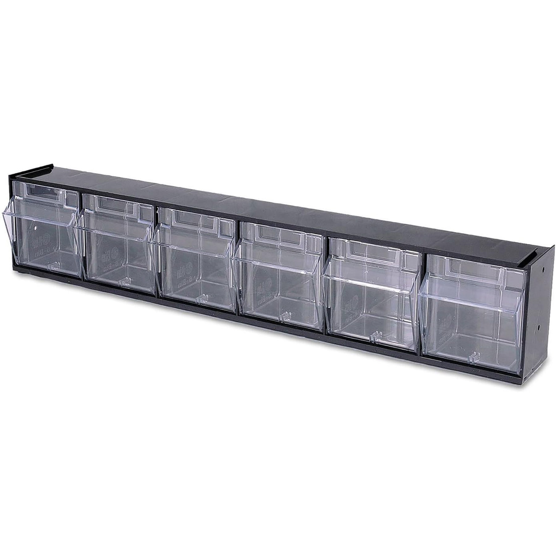 Tilt Bin® Interlocking Storage Bins, 6-Bin Unit, Black