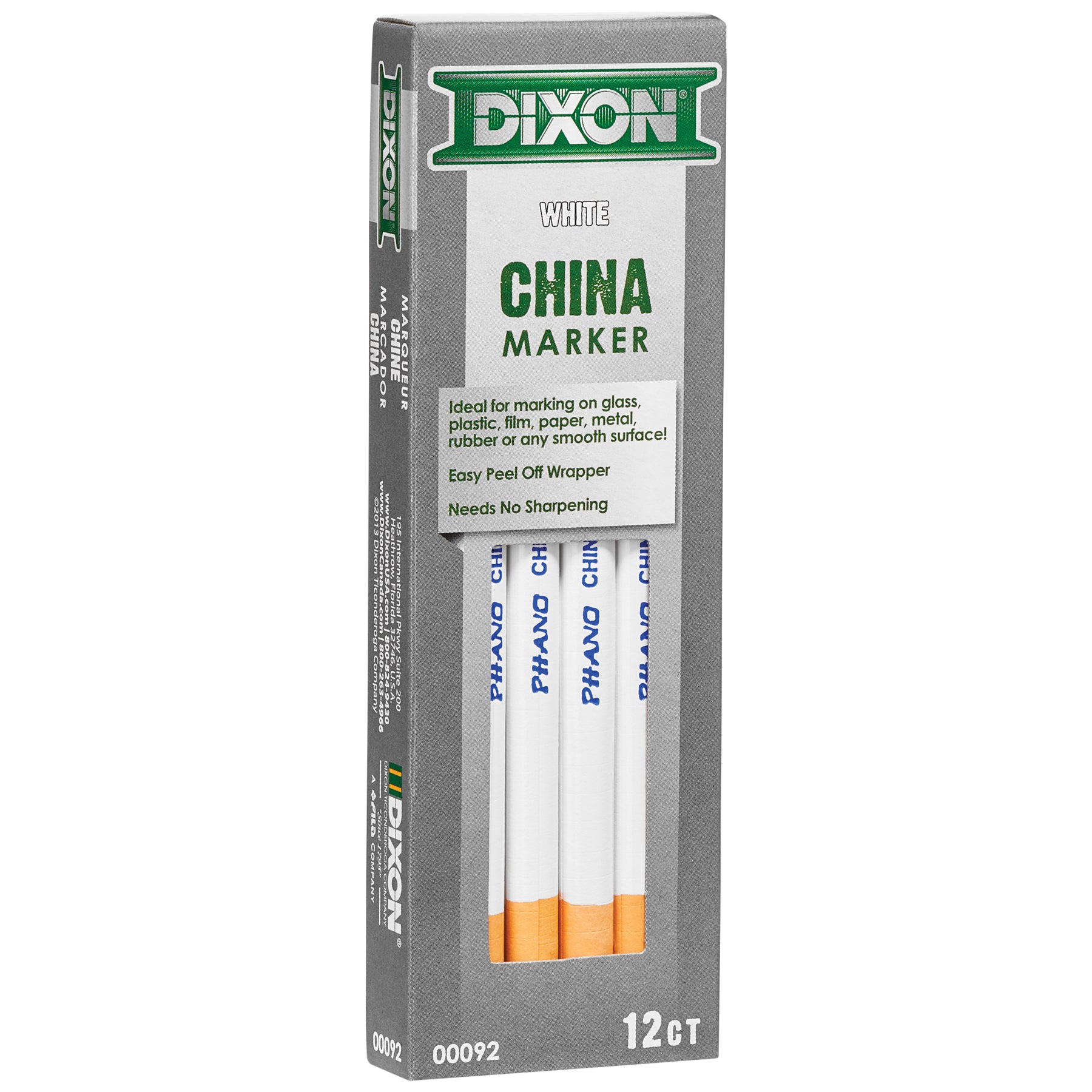 Phano China Markers, White, 12 Per Pack, 2 Packs - A1 School Supplies