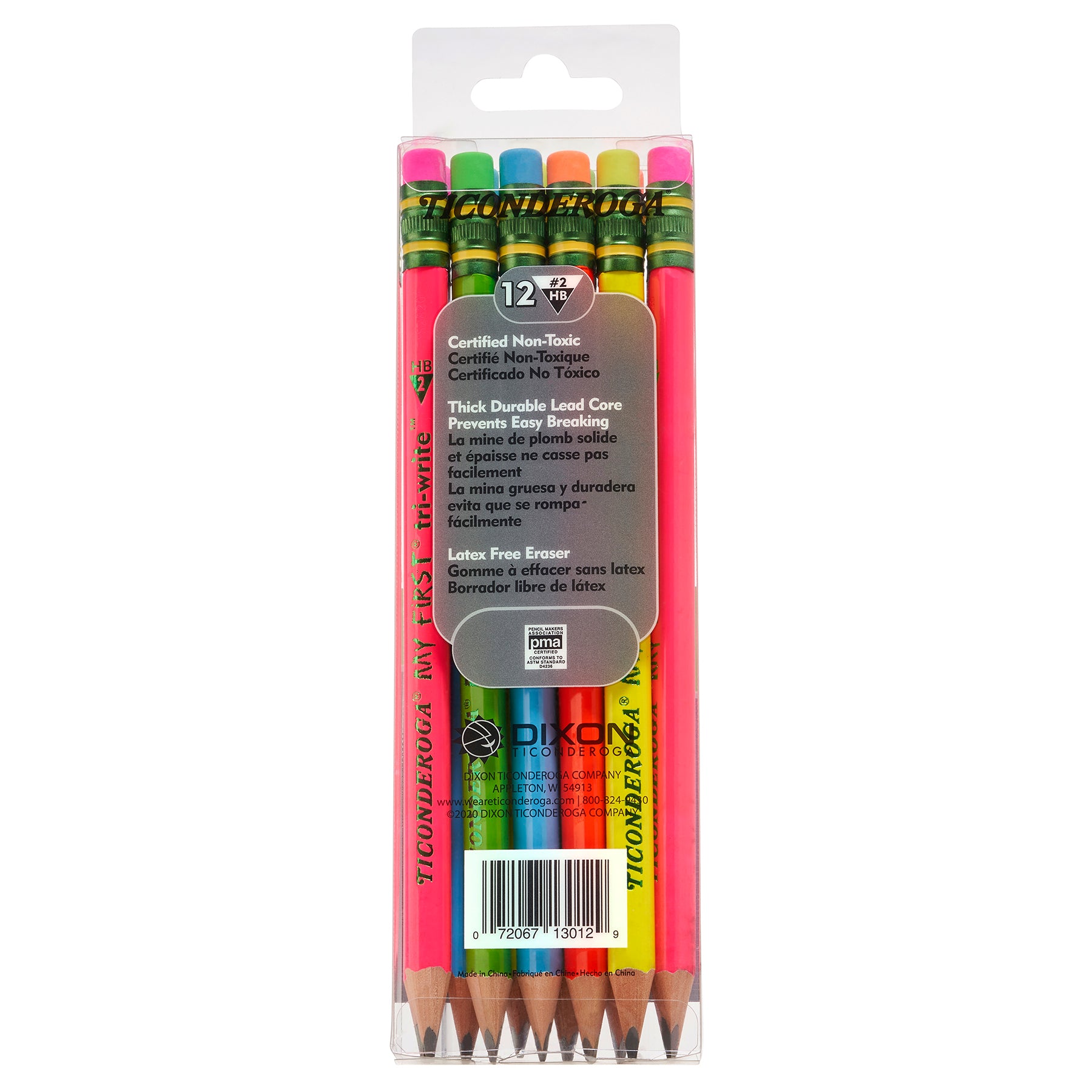 My First® Tri-Write™ Wood-Cased Pencils, Neon Assorted, 12 Per Pack, 2 Packs