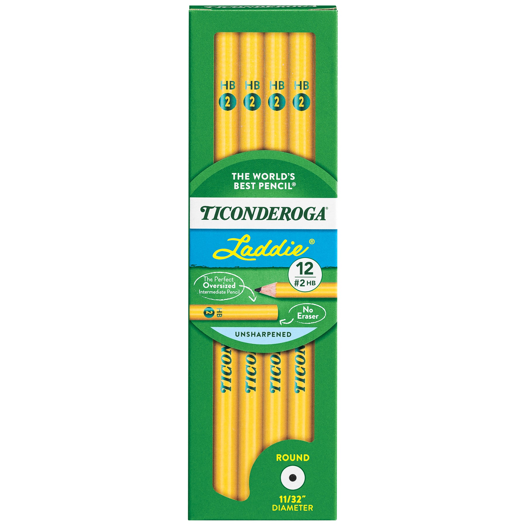 Laddie® Wood-Cased Pencils, #2 HB Soft, Yellow, 12 Per Pack, 3 Packs