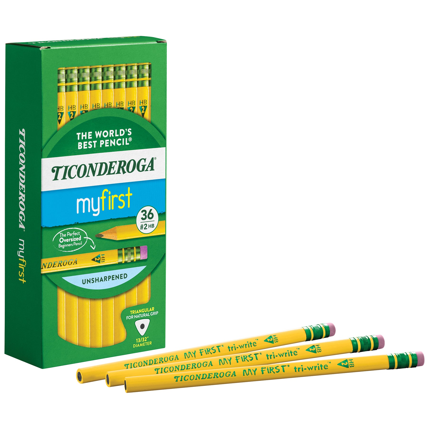 My First Tri-Write Primary Size No. 2 Pencils with Eraser, Box of 36