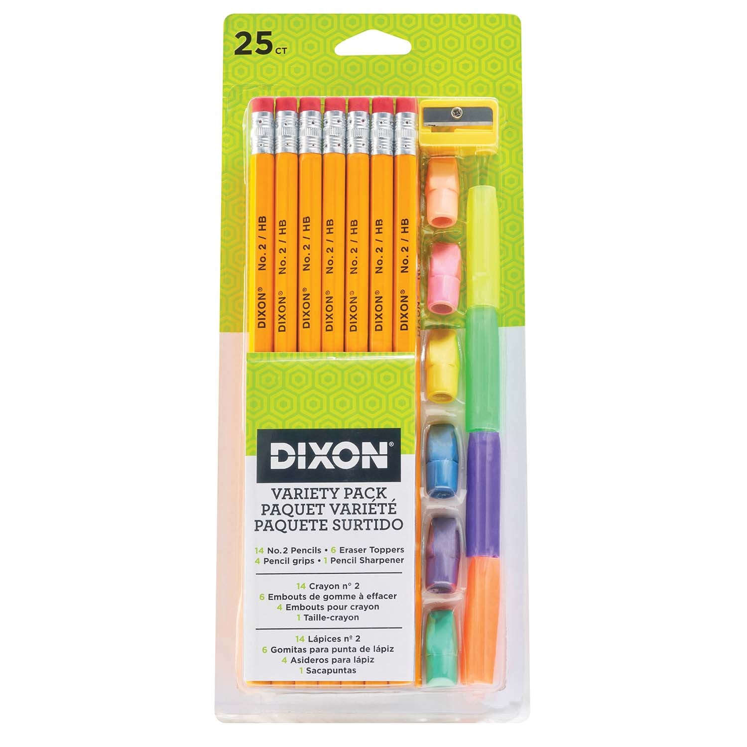 Variety Pack, #2 Pencils, Erasers, Pencil Grips Set, 6 Sets