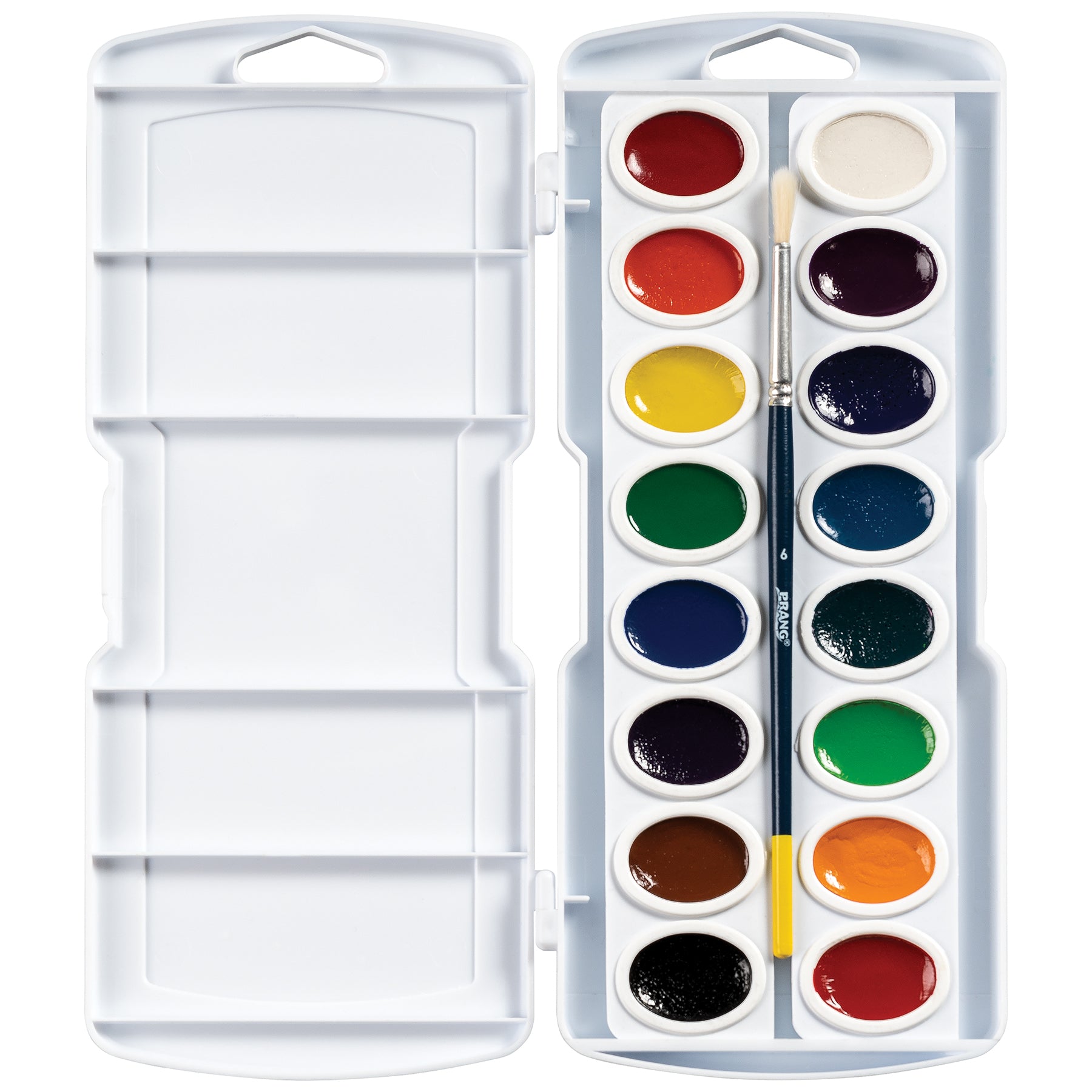 Semi-Moist Watercolor Paint Set, 16-Color Oval Pan with Brush