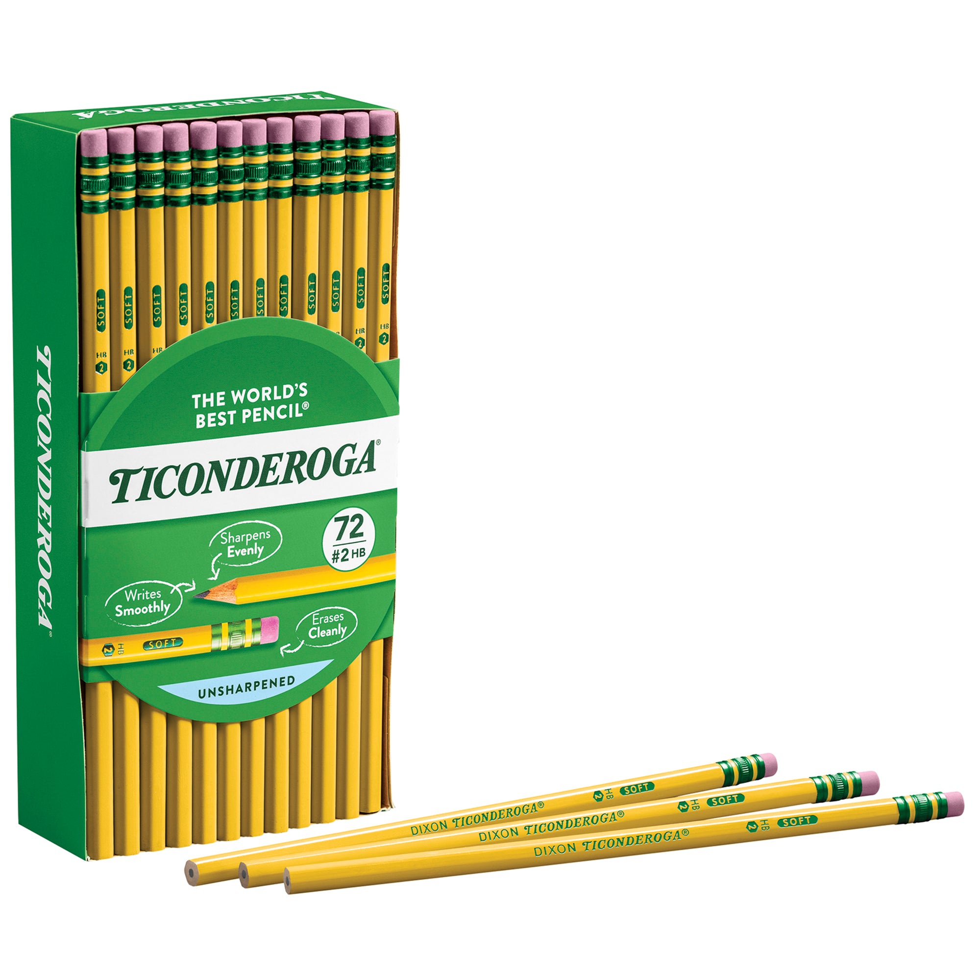 Original Ticonderoga® Pencils, No. 2 Soft, Unsharpened, Box of 72