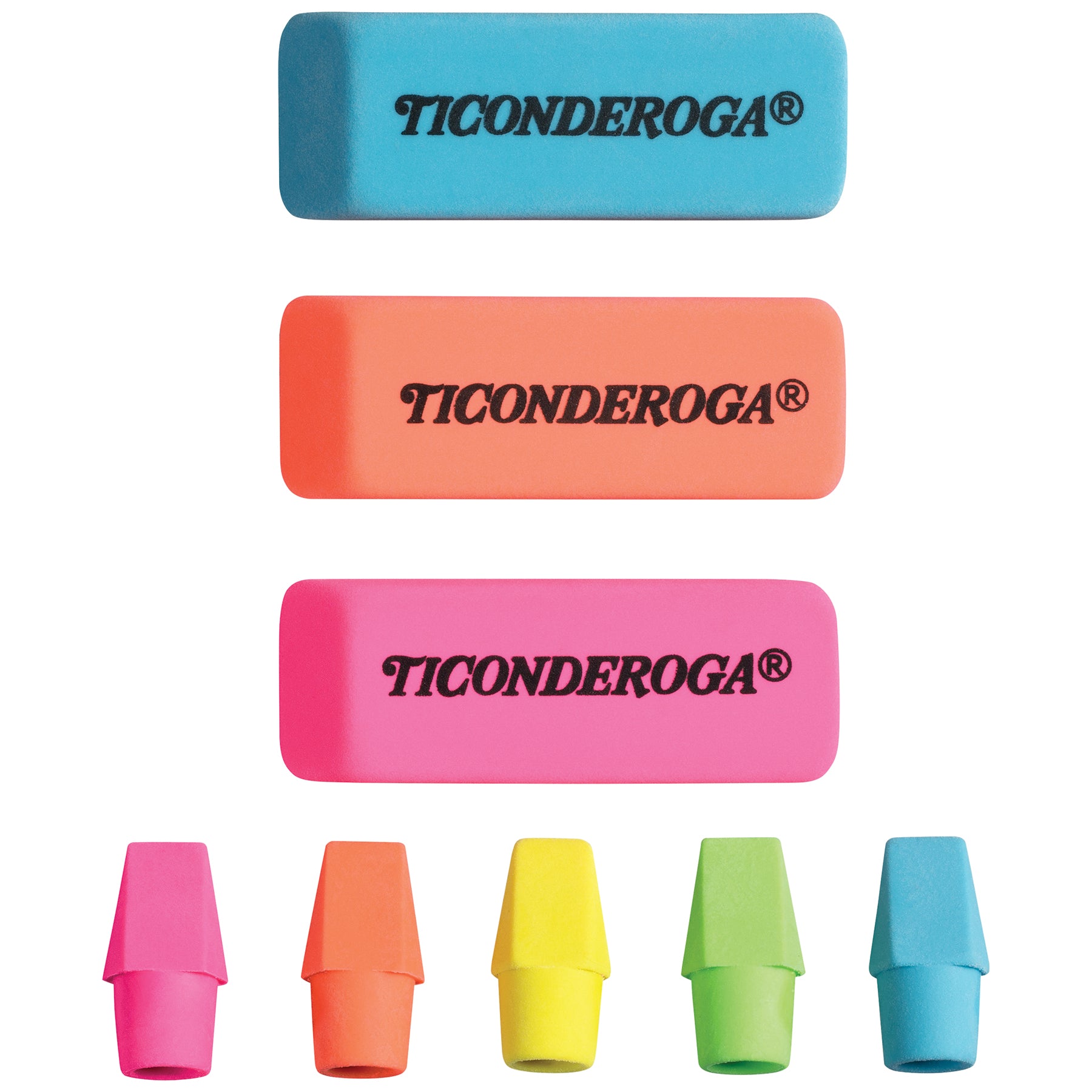 Eraser Combo Set, Neon, Beveled & Wedge Caps, 8 Sets