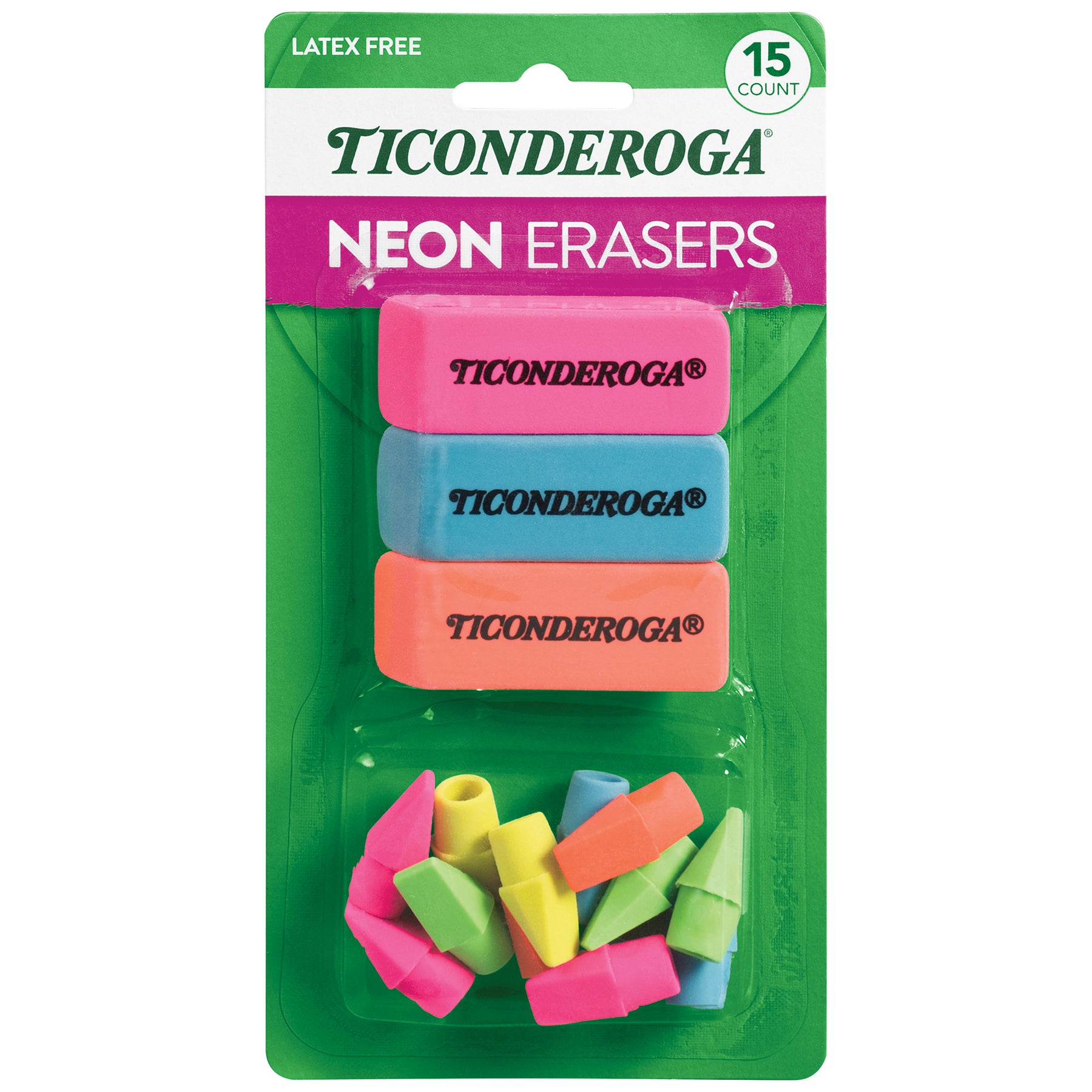 Eraser Combo Set, Neon, Beveled & Wedge Caps, 8 Sets