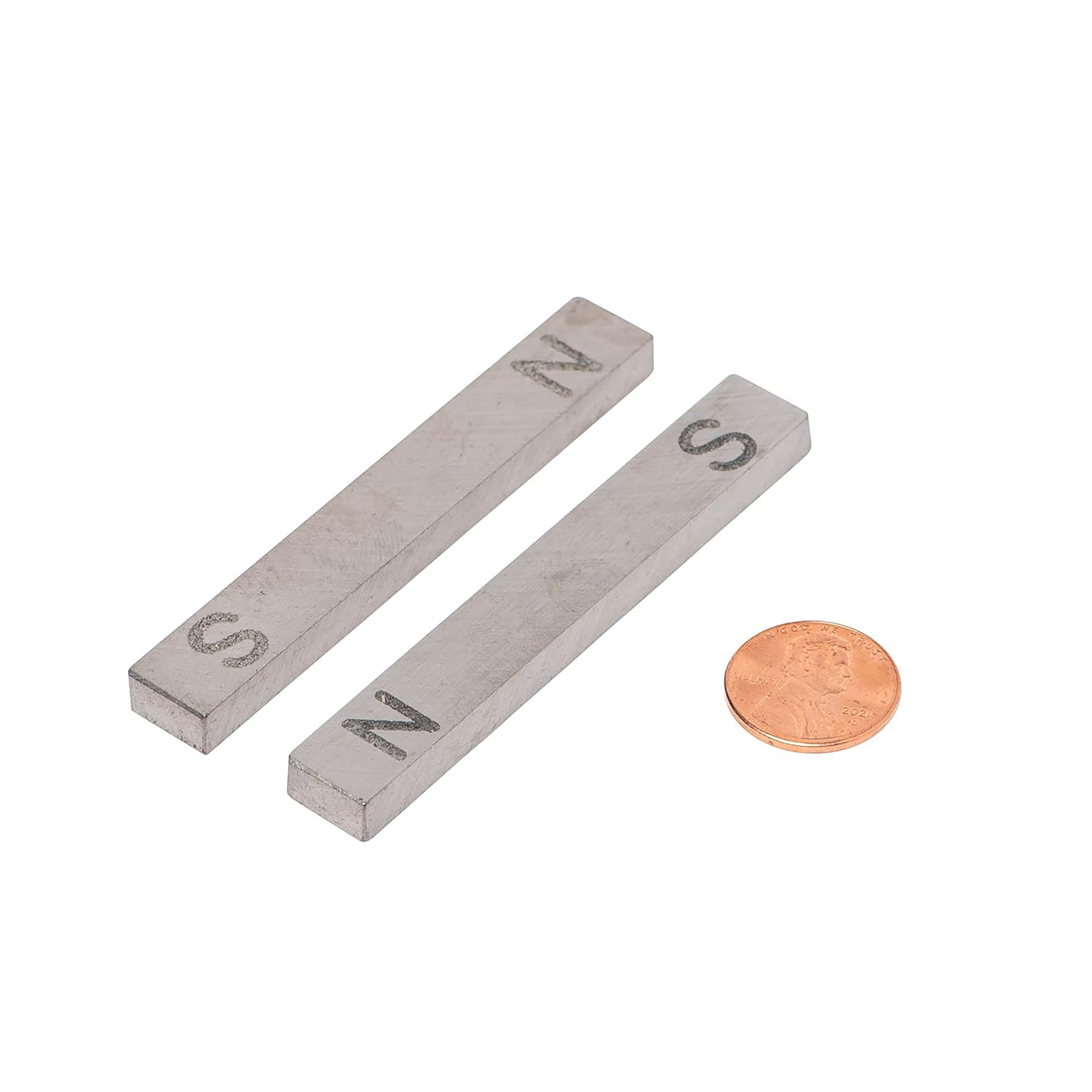 Alnico Bar Magnets, 3", N/S Stamped, Pack of 2