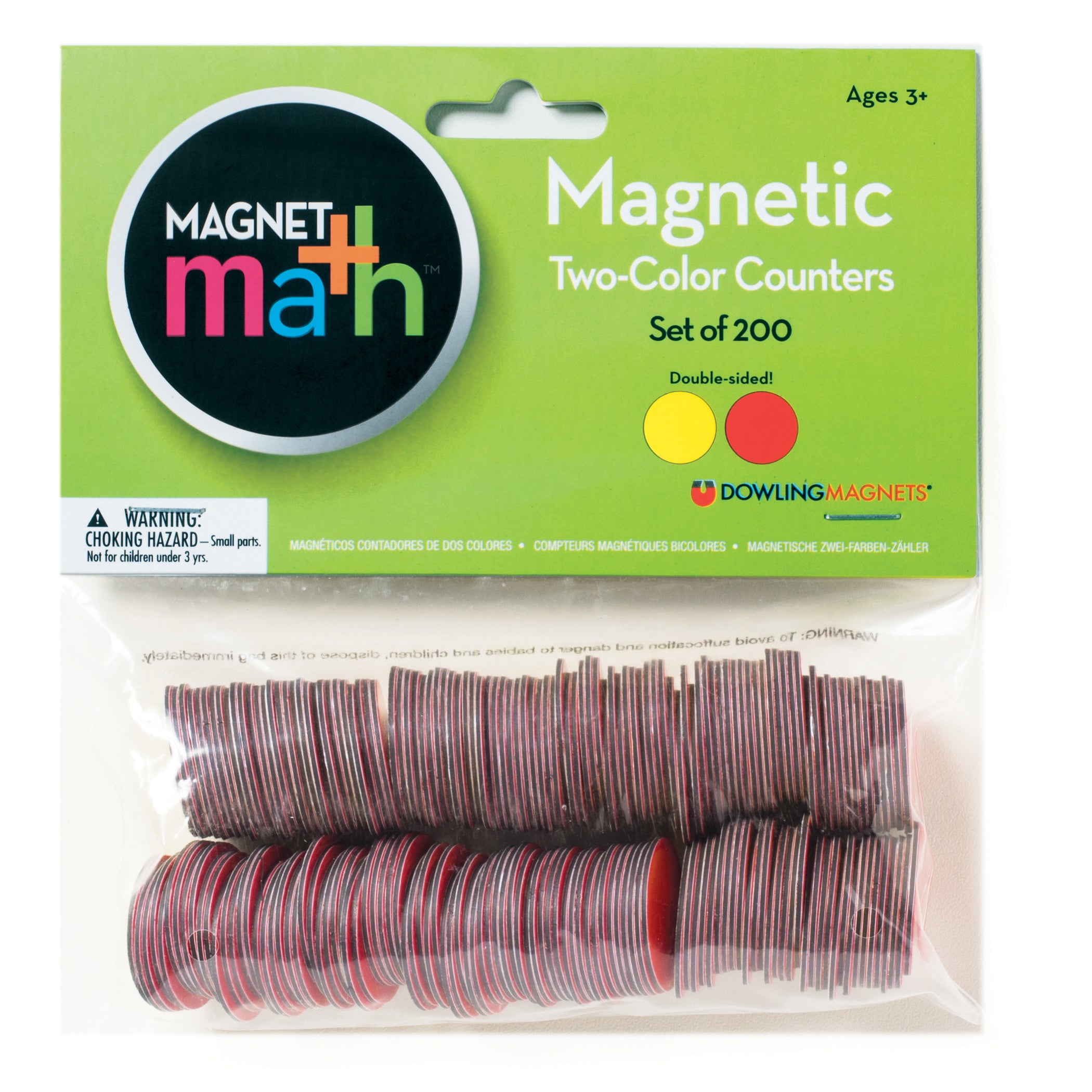 Magnetic Two-Color Counters, 200 Per Pack, 2 Packs