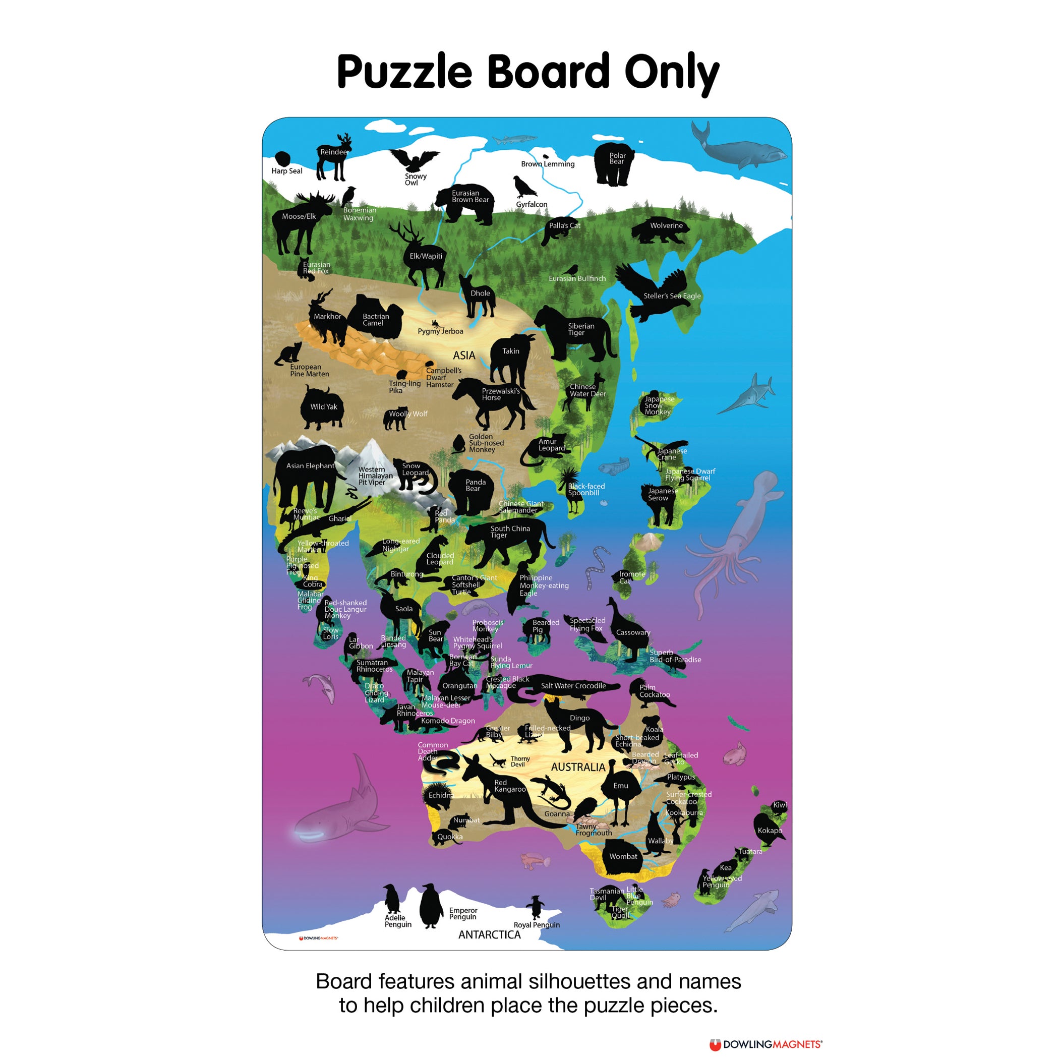 Animal Magnetism® Magnetic Wildlife Map Puzzle: Asia & Australia