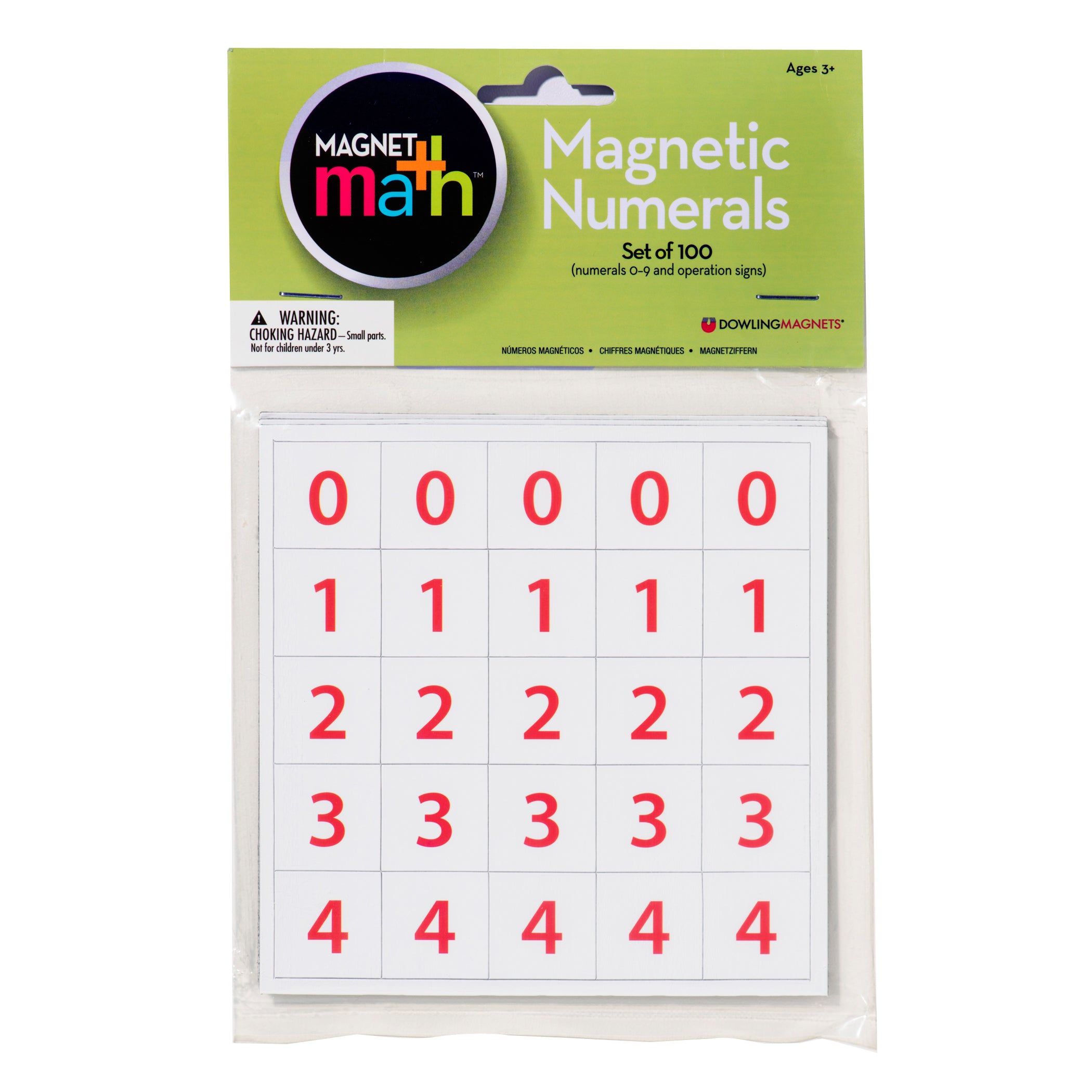 Magnet Numerals Set, 100 Per Set, 3 Sets