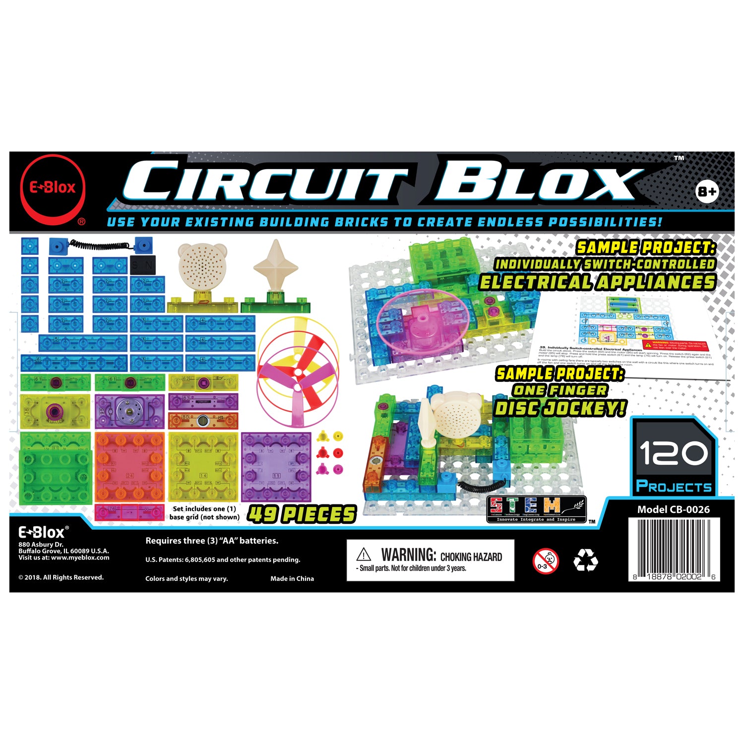 Circuit Blox 120, Circuit Board Building Blocks, 49 Pieces - A1 School Supplies