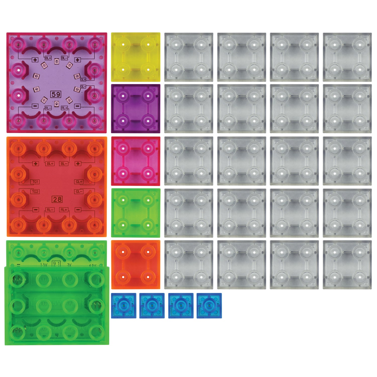 Circuit Blox Lights Starter, Circuit Board Building Blocks, 32 Pieces - A1 School Supplies