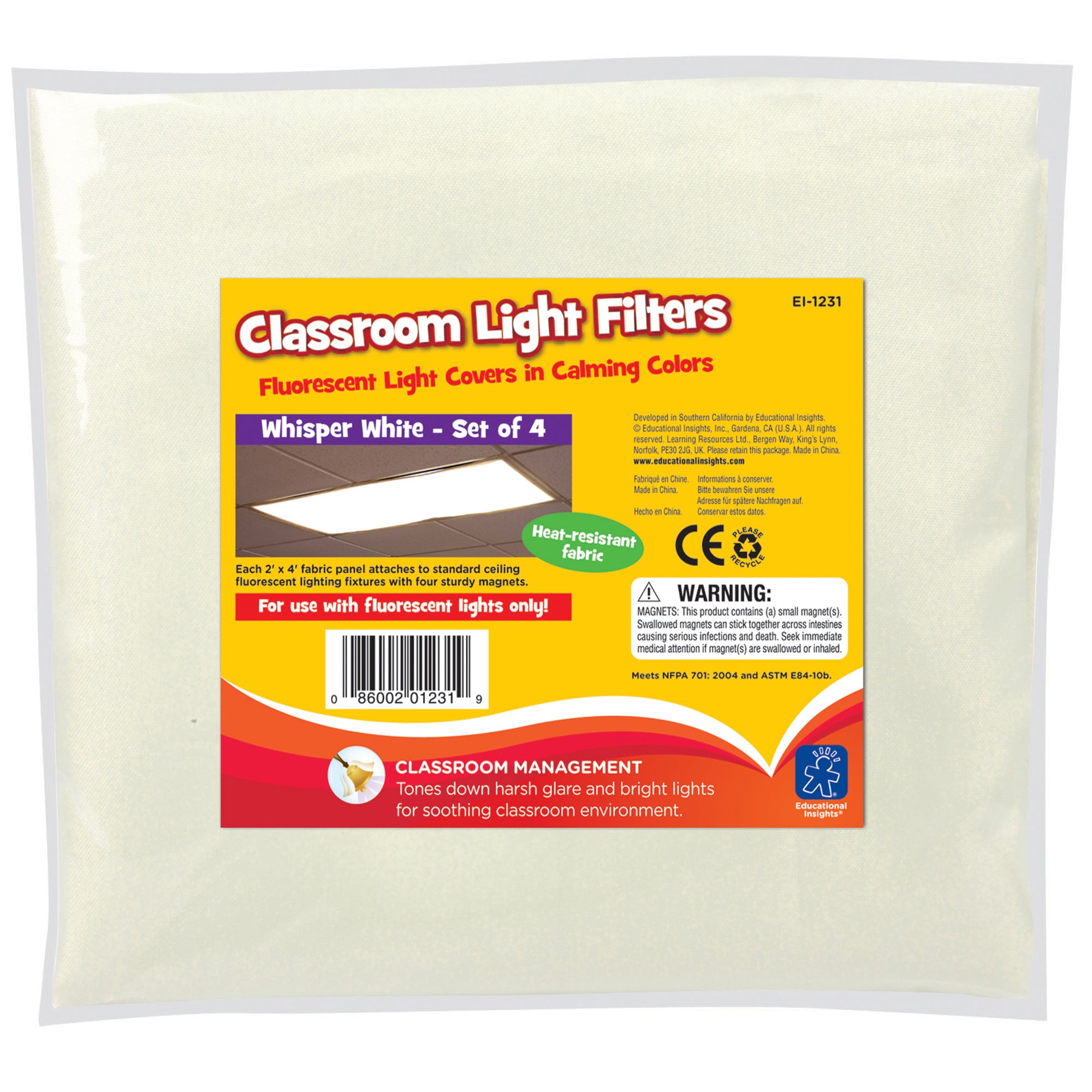 Classroom Light Filters, Whisper White, Set of 4