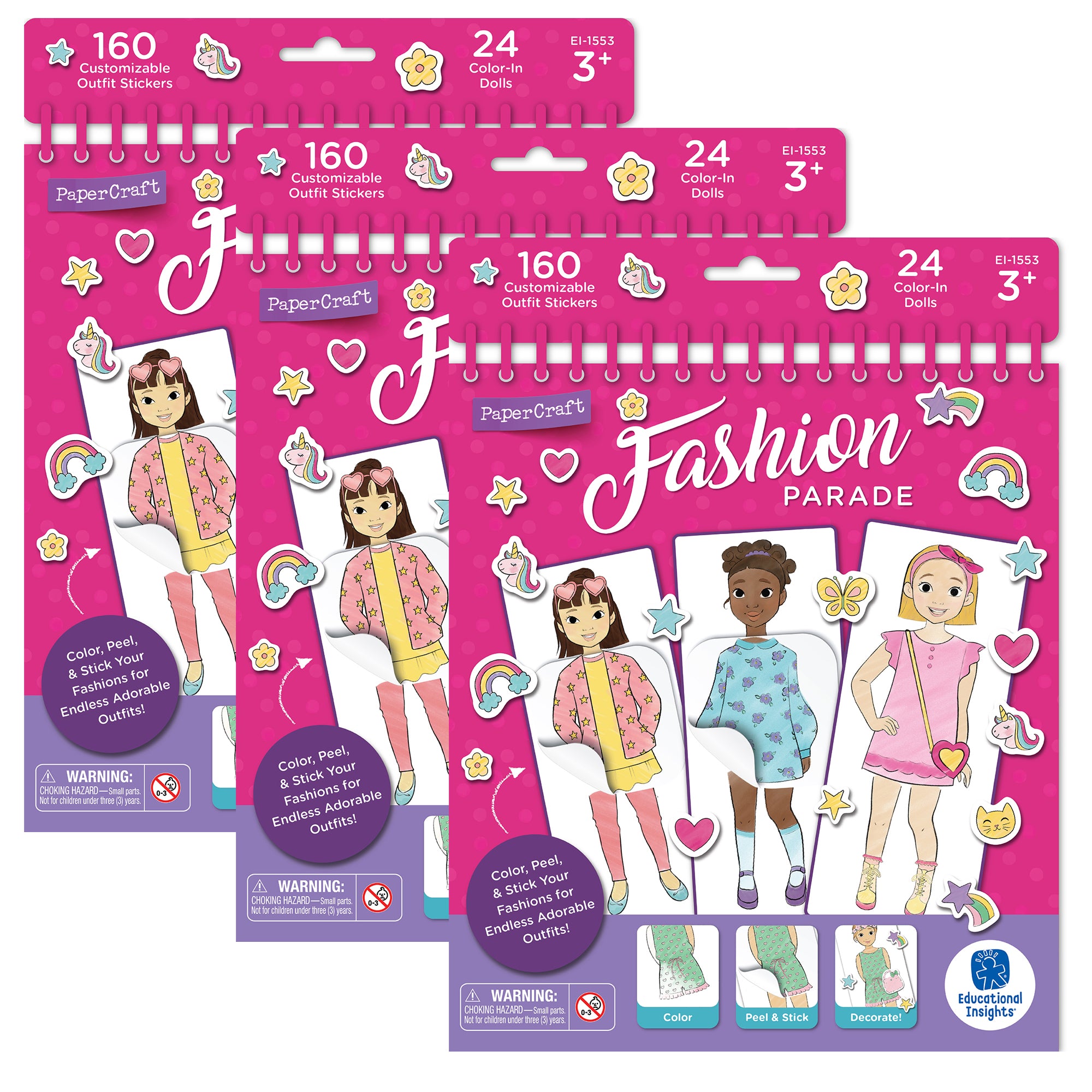 PaperCraft Fashion Parade Paper Dolls, 3 Sets