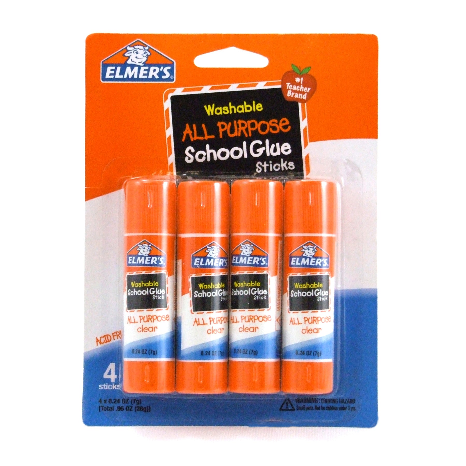 Washable School Glue Sticks, All Purpose, 4 Per Pack, 6 Packs