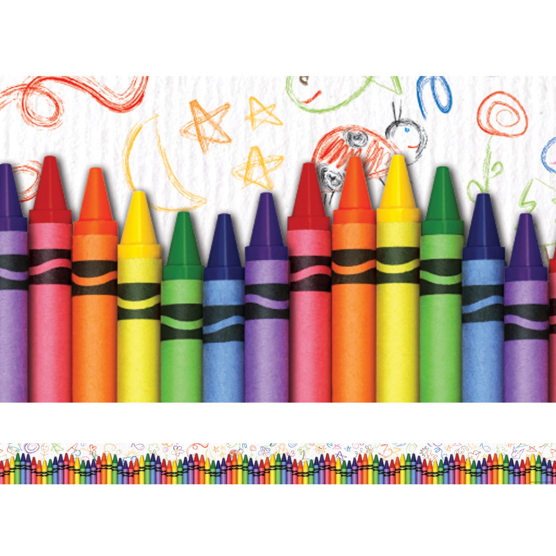 Crayons Layered Border, 35 Feet Per Pack, 6 Packs - A1 School Supplies