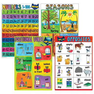 Pete the Cat Early Learning Small Poster Pack, 11" x 15-3/4", Pack of 12 - A1 School Supplies