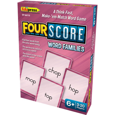 Four Score Card Game: Word Families, Pack of 3 - A1 School Supplies