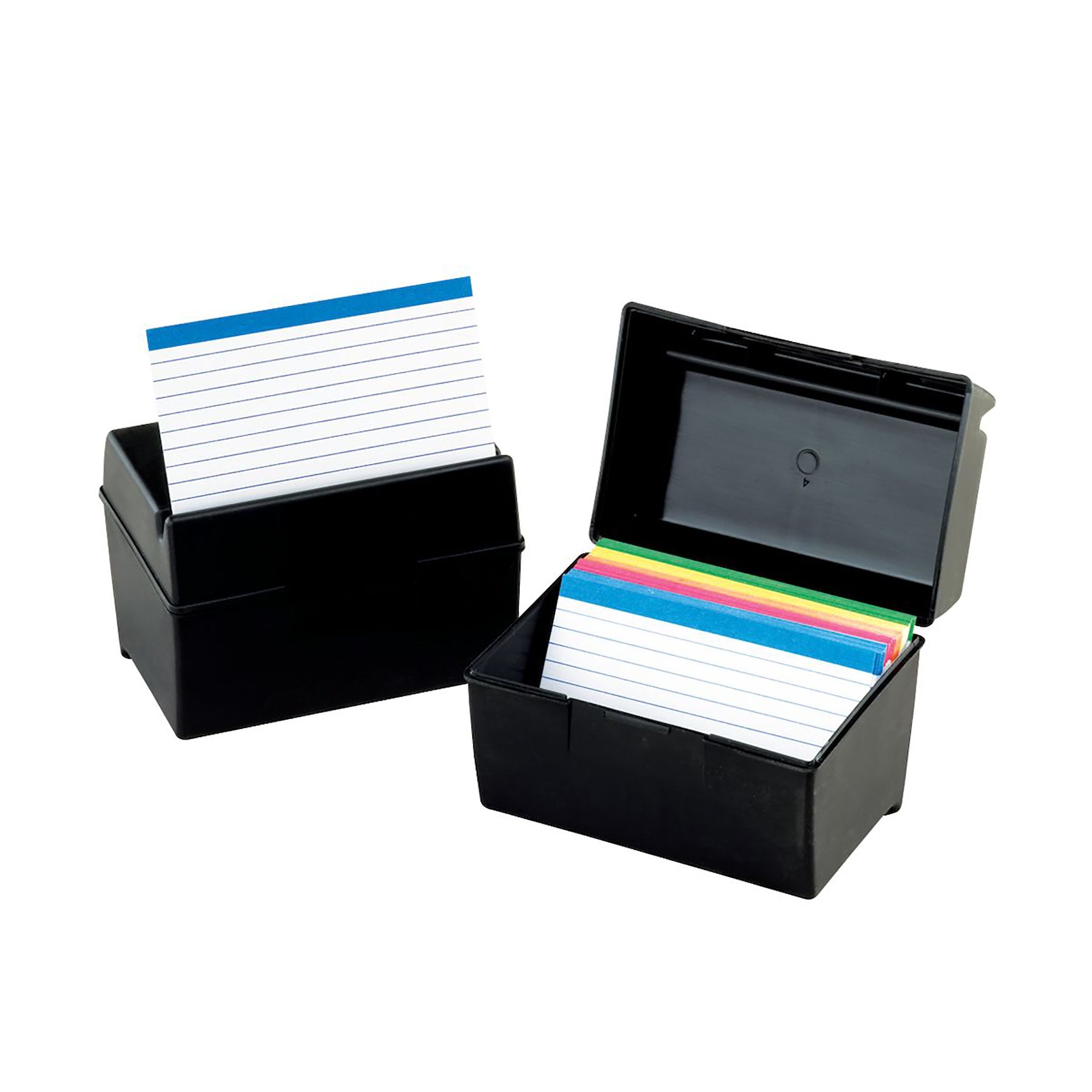 Plastic Index Boxes, 4 x 6, 400 Card Capacity, Black, Pack of 3 - A1 School Supplies