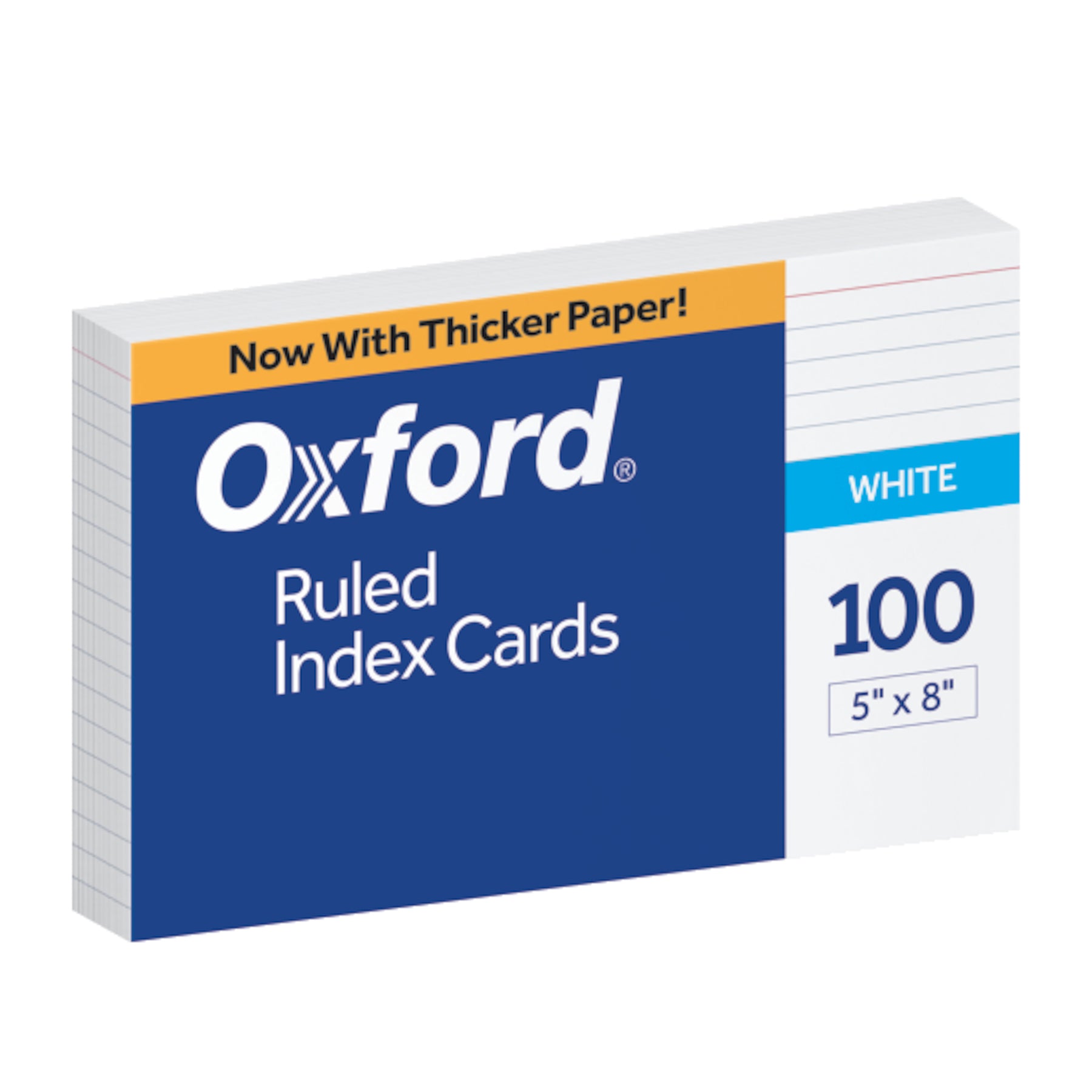 Ruled Index Cards, 5" x 8", White, 100 Per Pack, 10 Packs