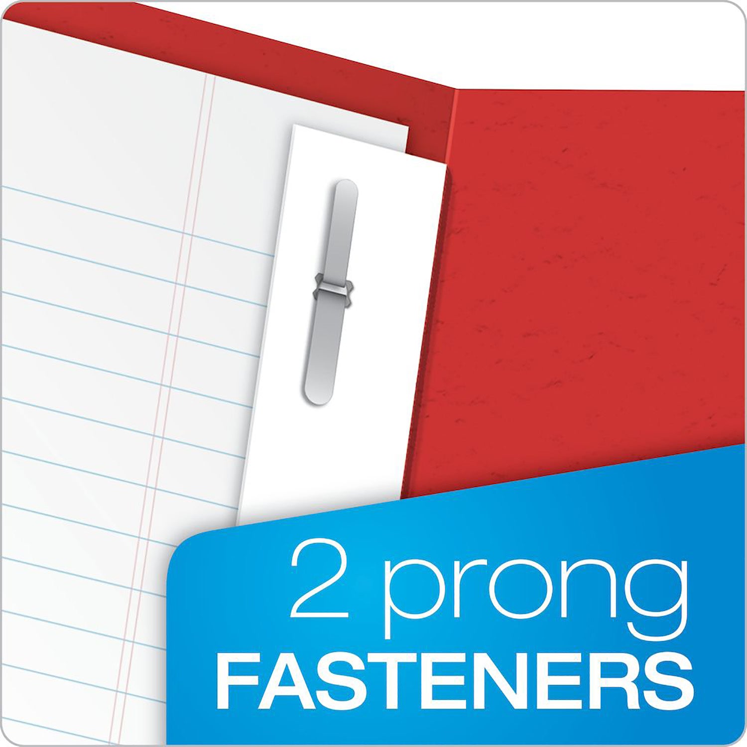 Twin Pocket Folders with Fasteners, Red, Box of 25