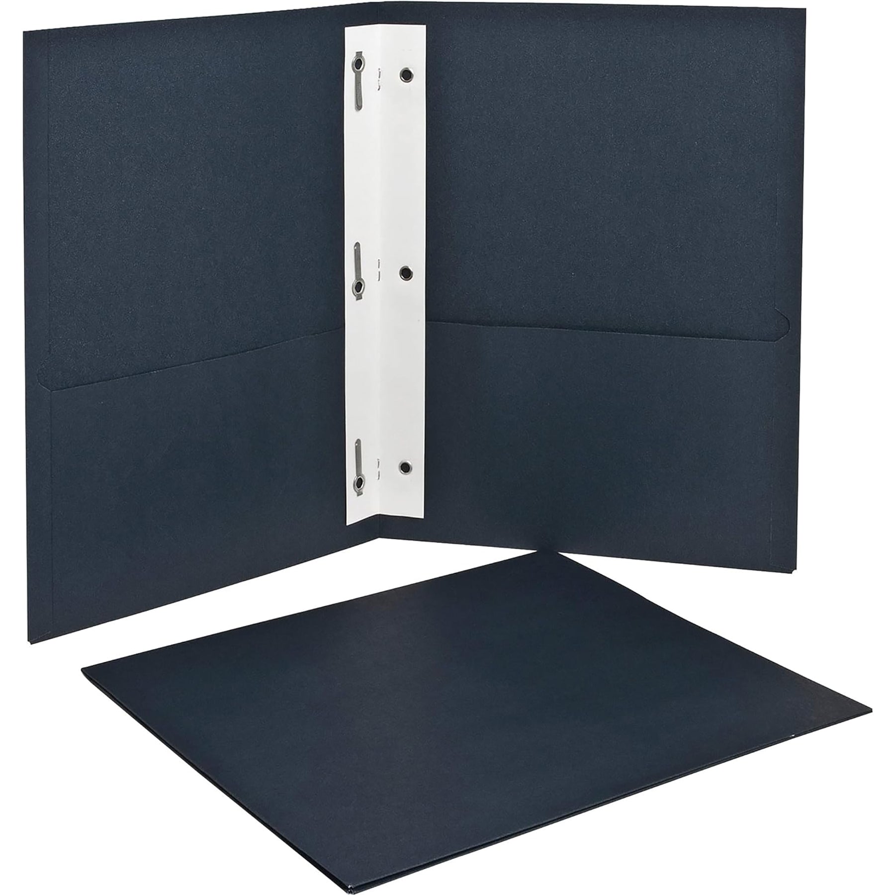 Twin Pocket Folders with Fasteners, Dark Blue, Box of 25